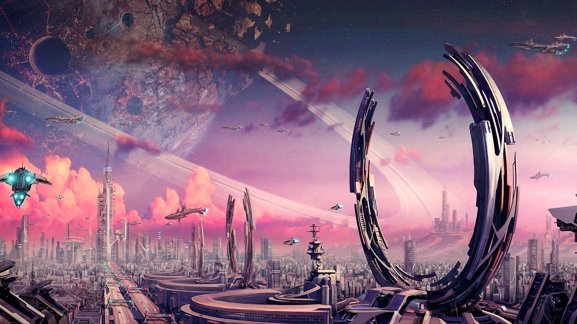 Pink Futuristic City Desktop Wallpapers - Wallpaper Cave