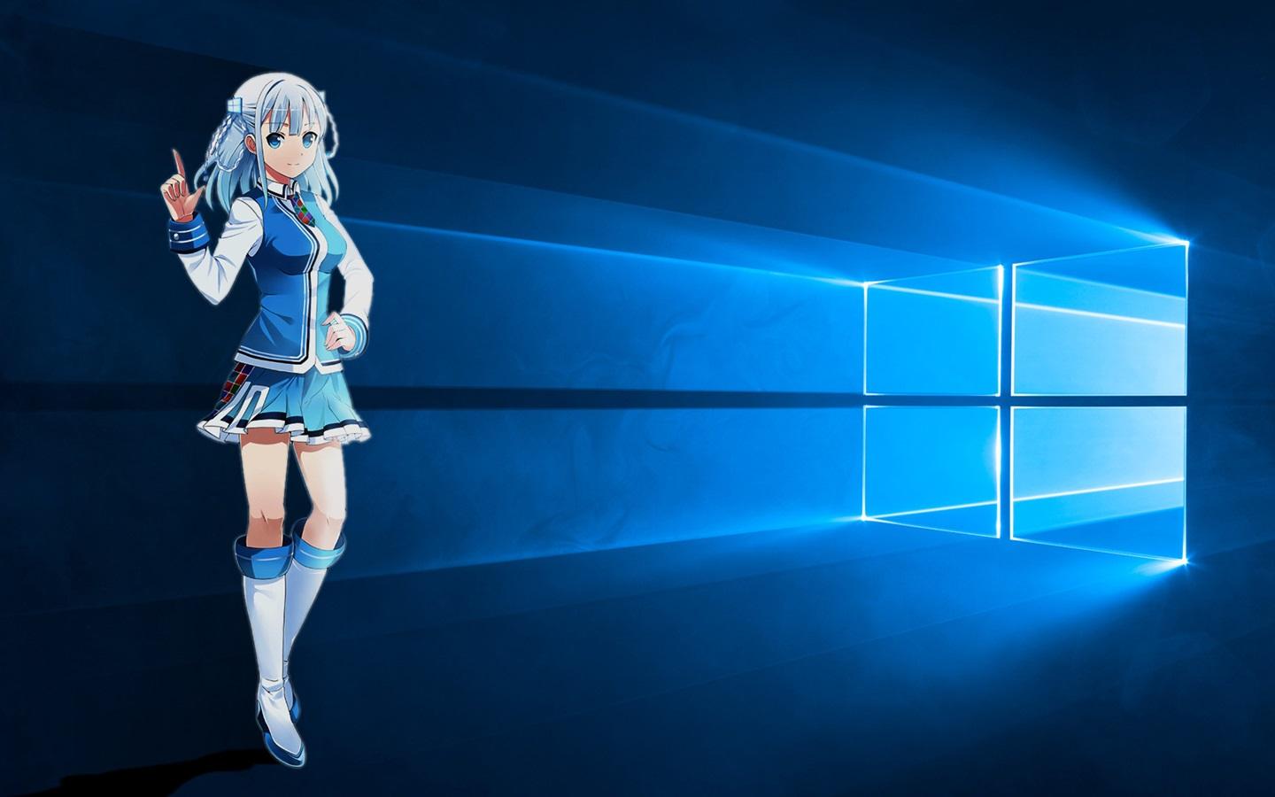 Wallpaper Madobe Touko, blue dress girl, Windows 10 system