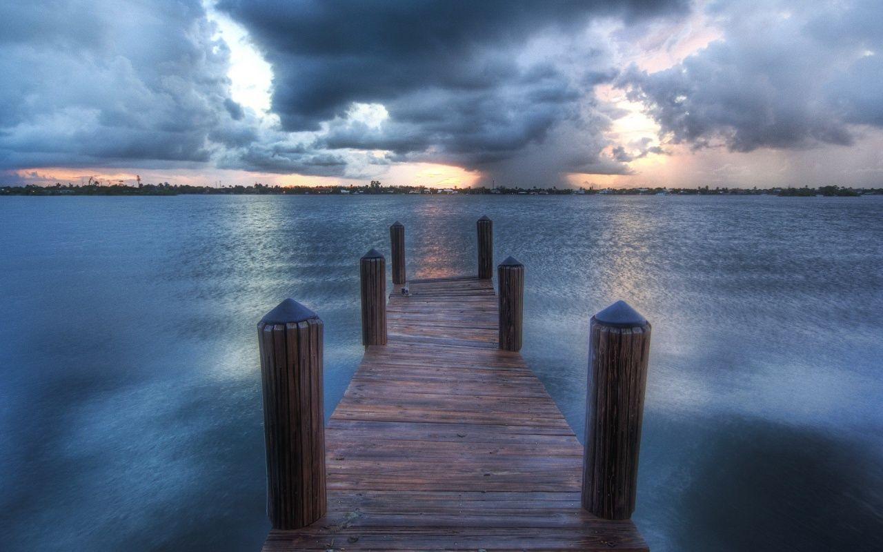 Dock to peaceful water view. Nature, Landscape, Ocean scenes