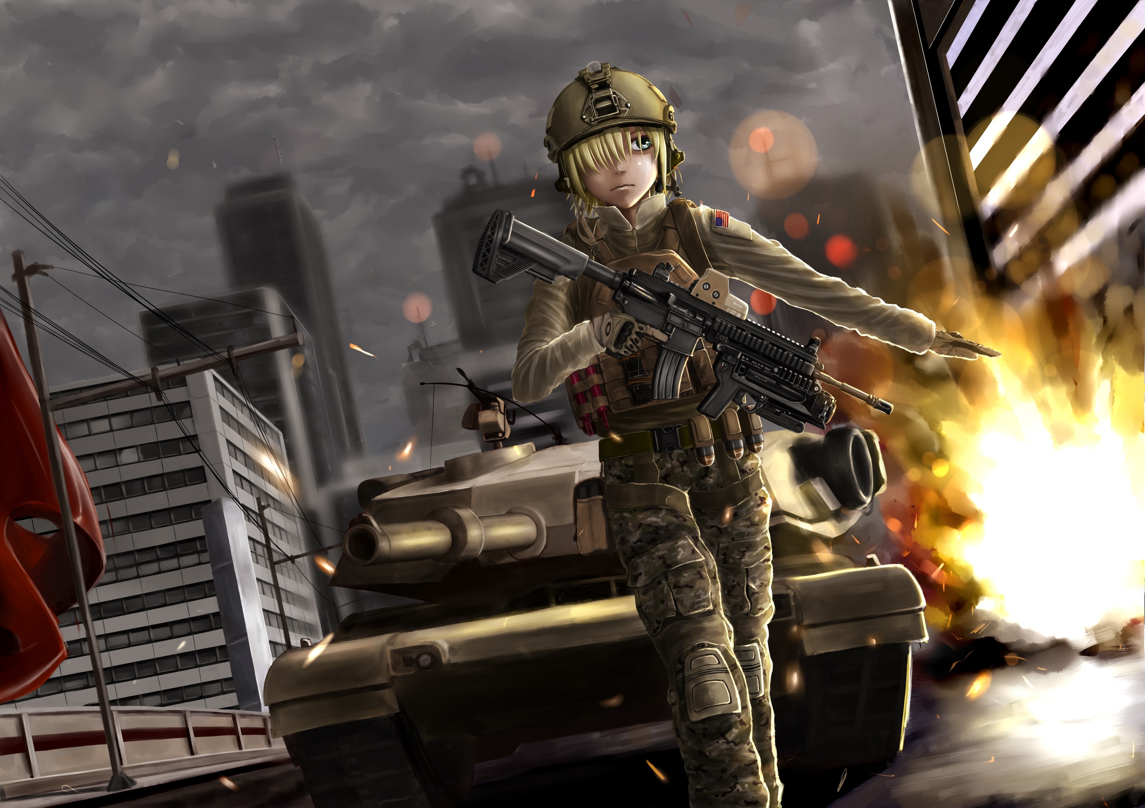 Battlefield, Anime, Girl, Soldier wallpaper and background