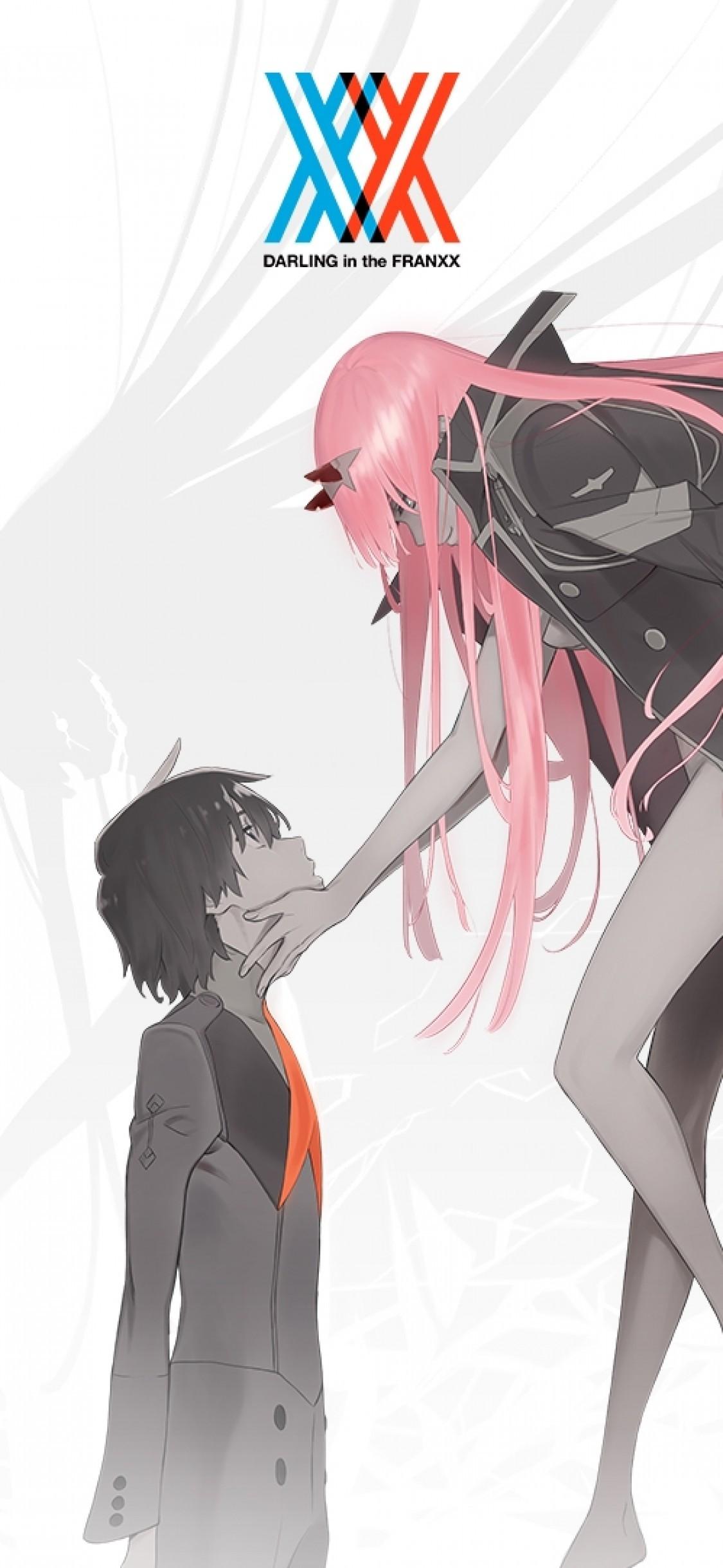 Download 1125x2436 Darling In The Franxx, Zero Two, Hiro, Pink