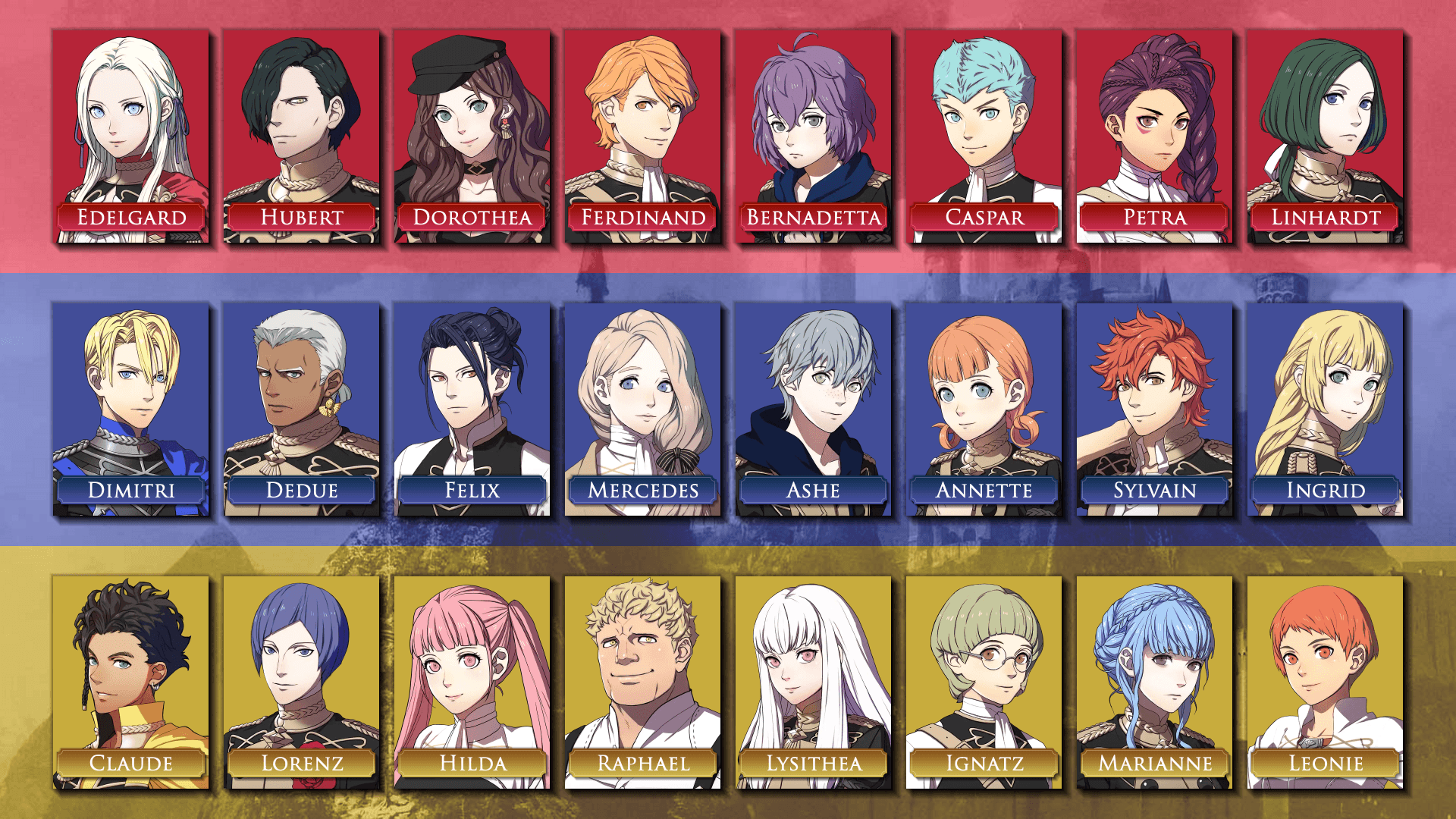 I made a desktop wallpaper featuring the students of Three Houses! (1920x1080) (nameless version in comments)