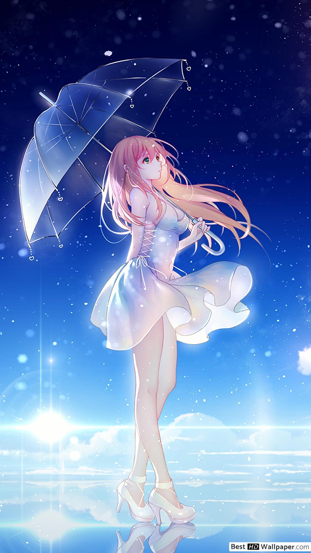Beautiful Anime Girl in the night HD wallpaper download