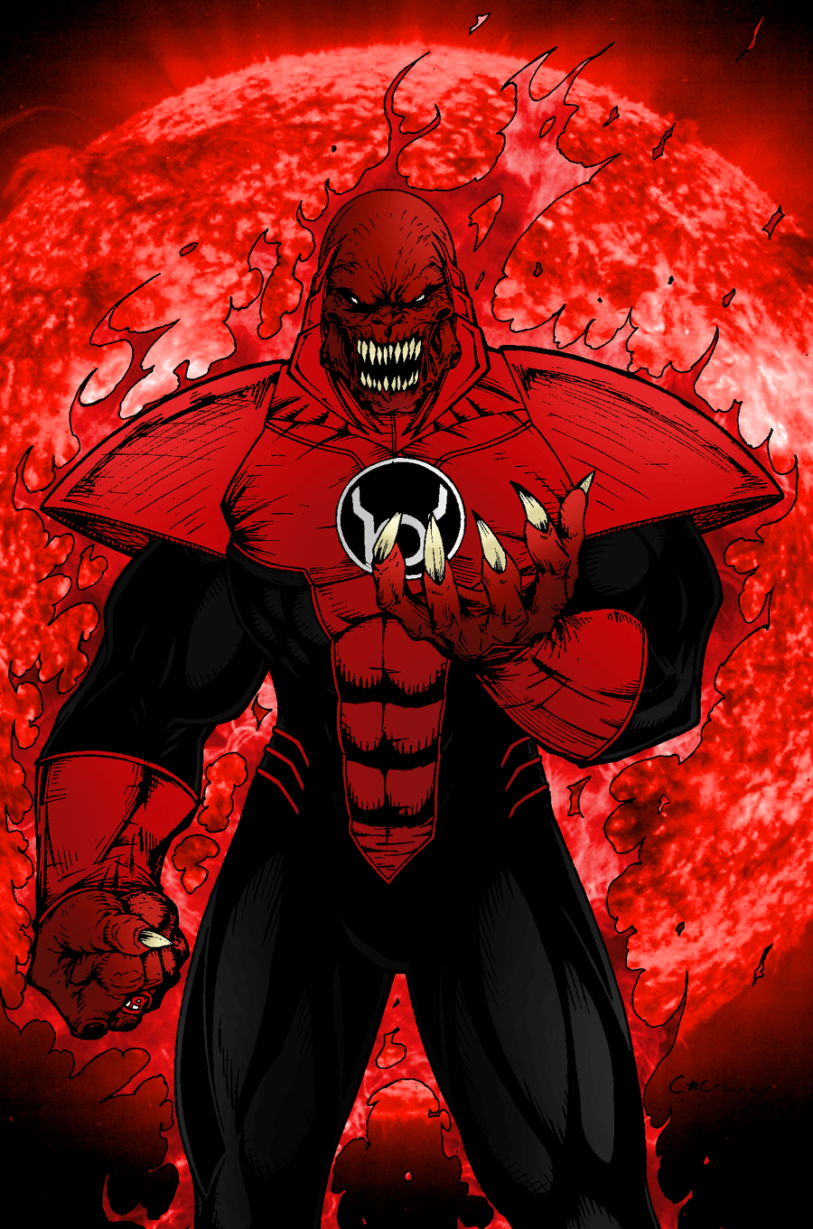 Atrocitus (Atros alias Red Lantern) (Ryutian) (Ryut, Space Sector 666) Leader; former Psychologist. Highly intelligent.. Red lantern corps, Red lantern, Comic art