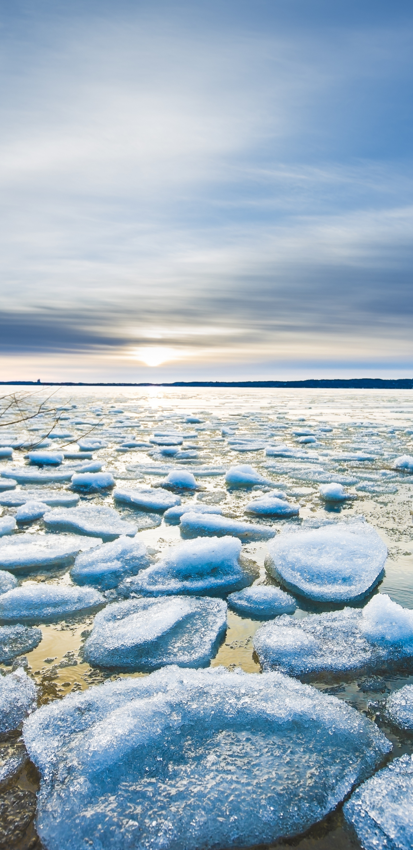 Download 1440x2960 wallpaper winter, small icebergs, frozen