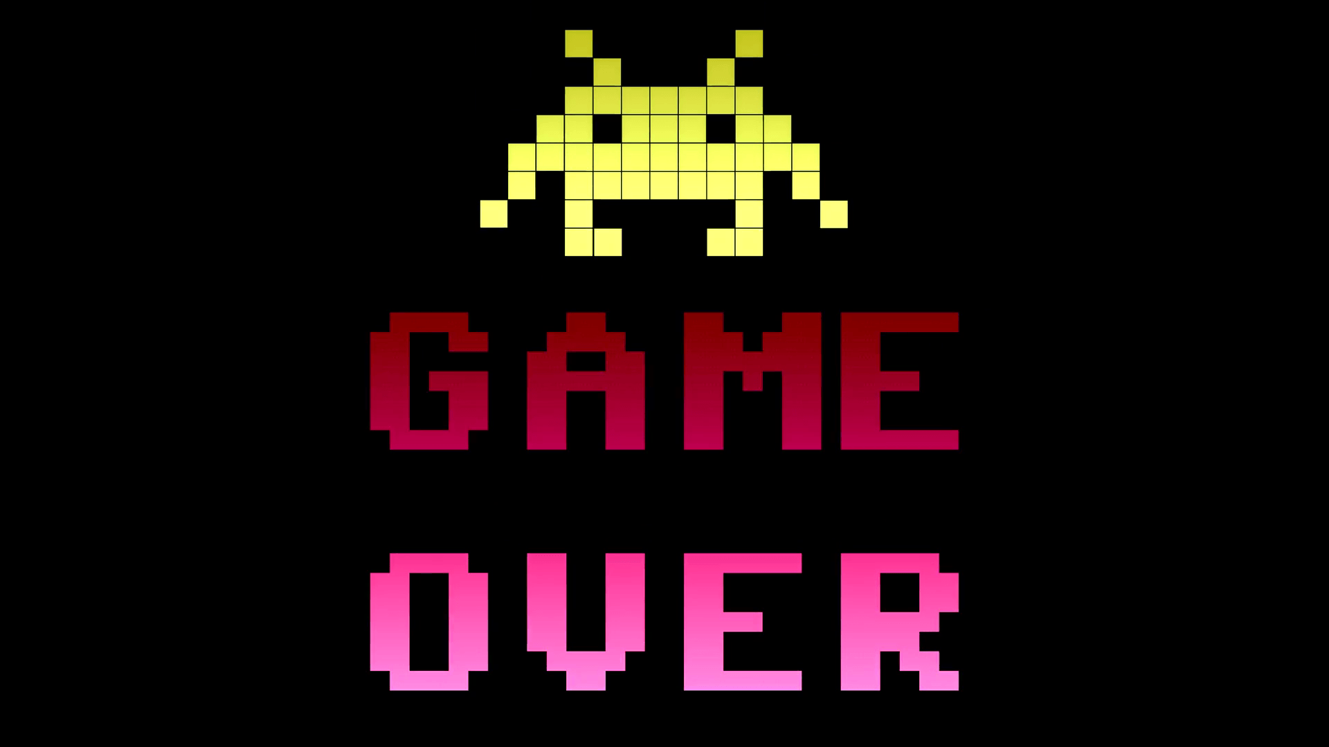 Game Over Alien 8 Bit 4k A Game Over Screen With An Evil