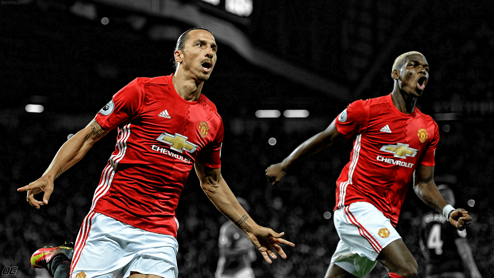 Download 1600x900 Football, Pogba, Ibra, Manchester United