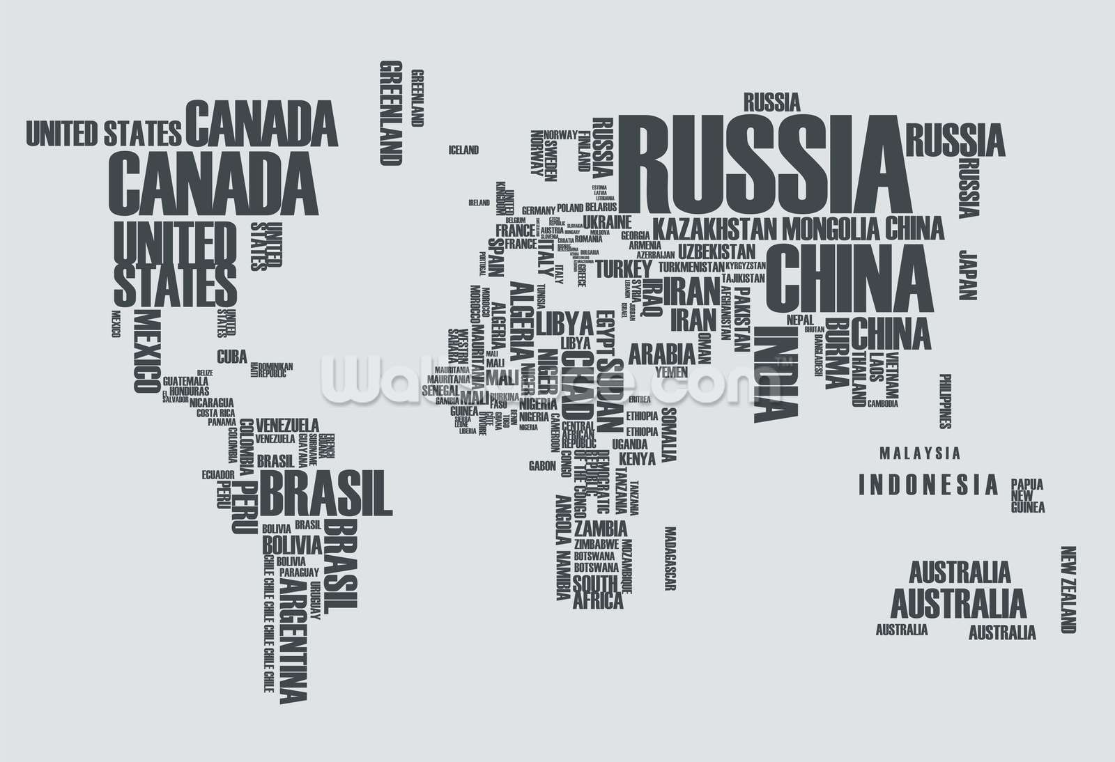 Black And White World Map Wallpaper Mural Wall Murals You'll