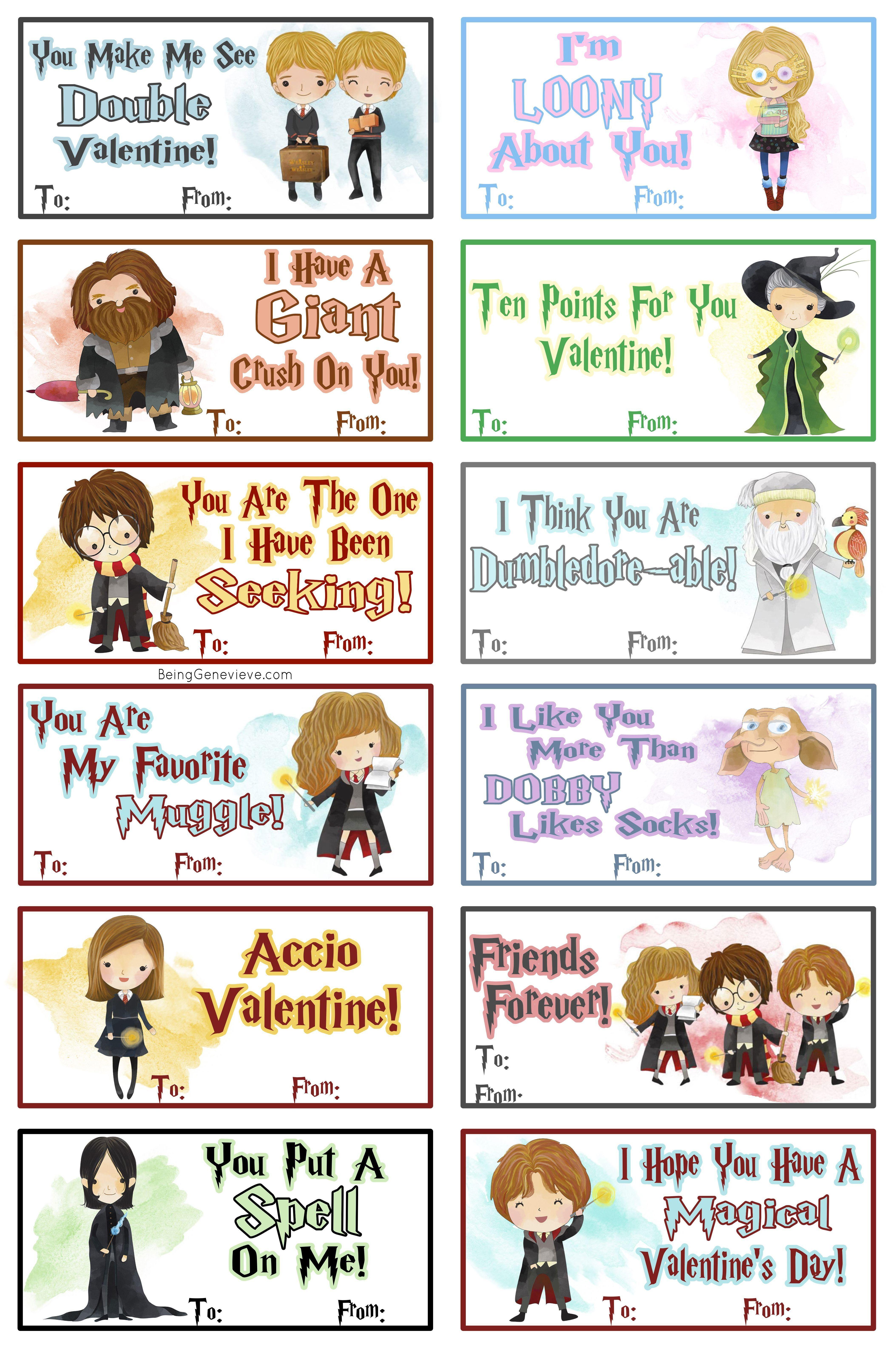 Free Printable Harry Potter Valentines. Harry potter free