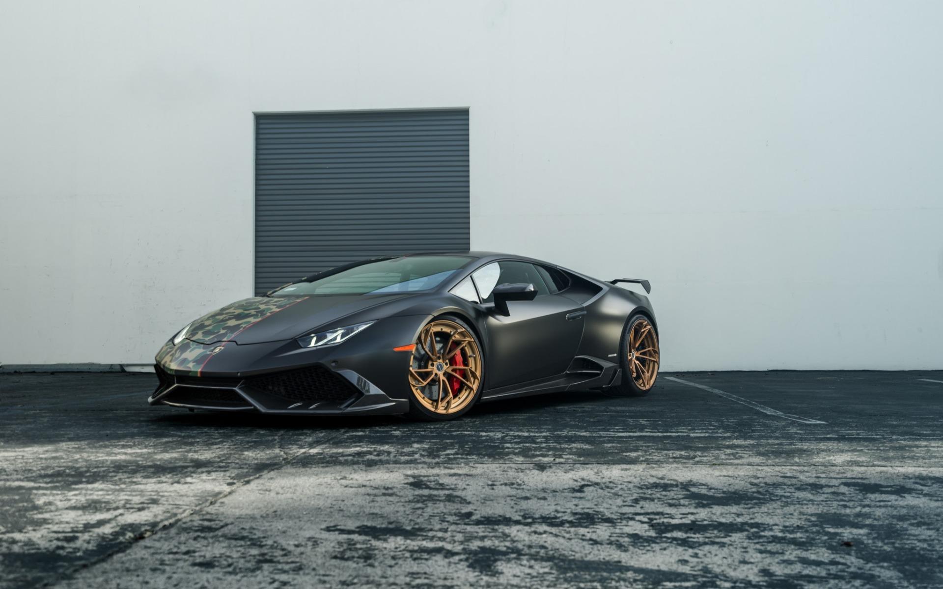 Download wallpaper Lamborghini Huracan, black matte Huracan