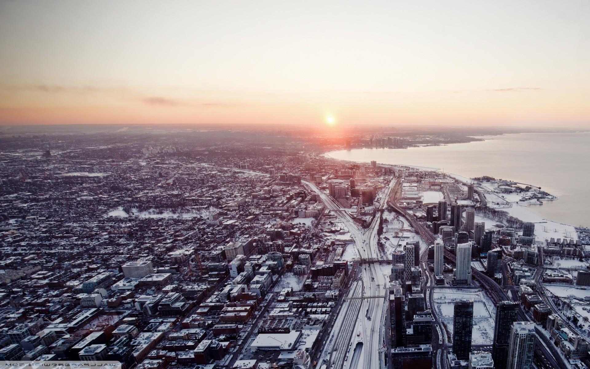 aerial view, Toronto, City, Long exposure, Skyscraper