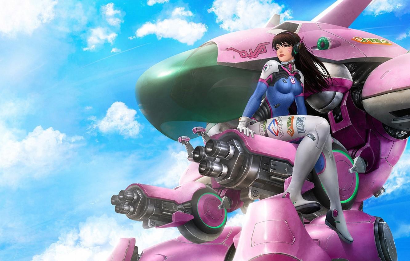 Wallpaper girl, robot, art, tank, blizzard, Overwatch, D.VA