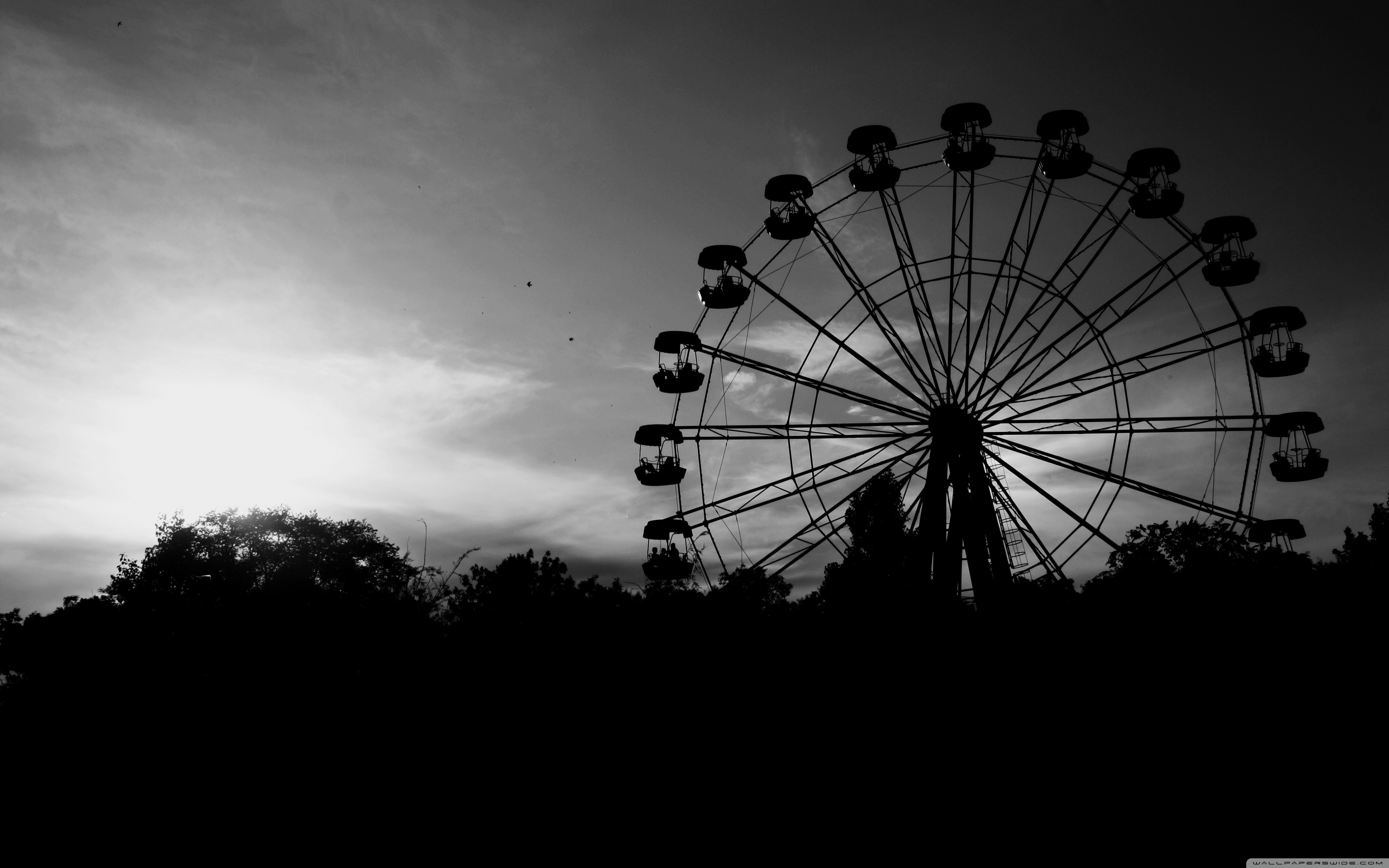 Ferris Wheel In Black And White Ultra HD Desktop Background
