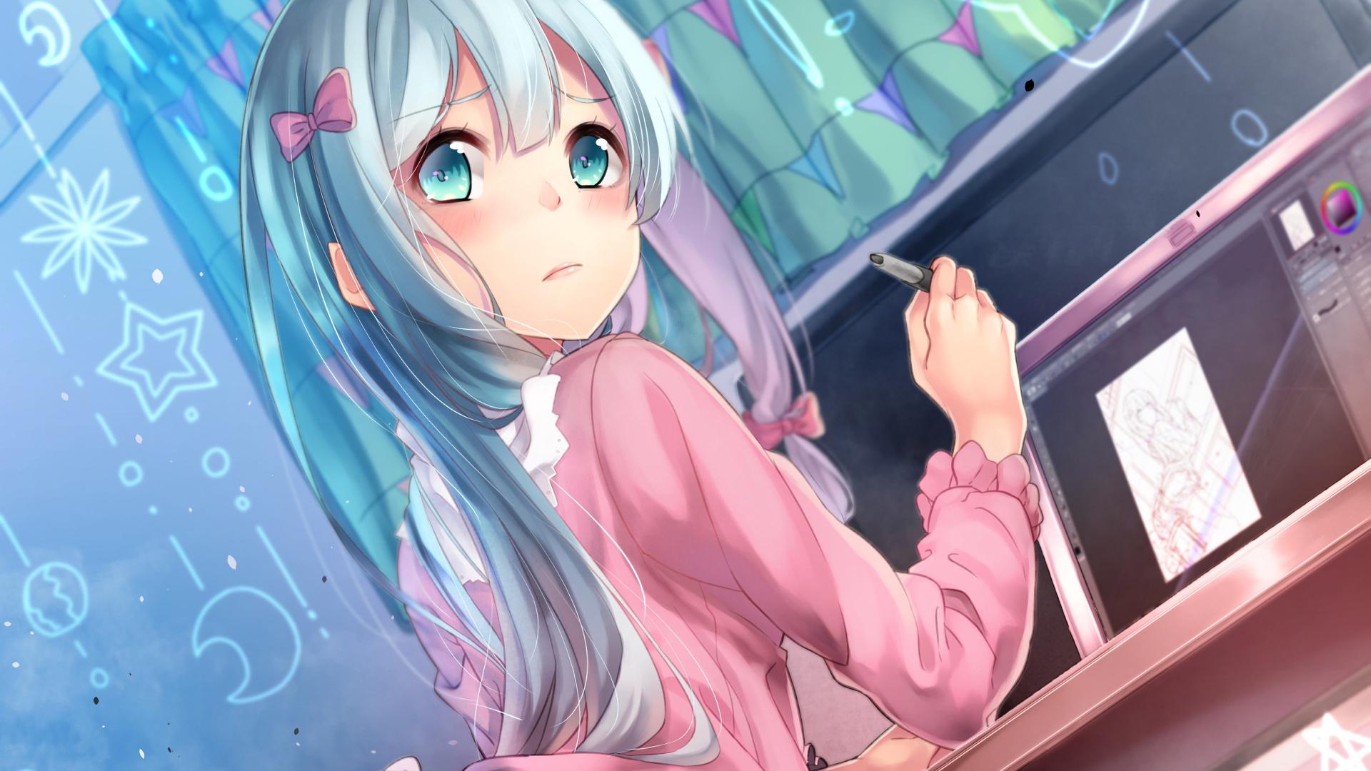 Wallpaper Cute Izumi Sagiri, Anime Girl, Writing