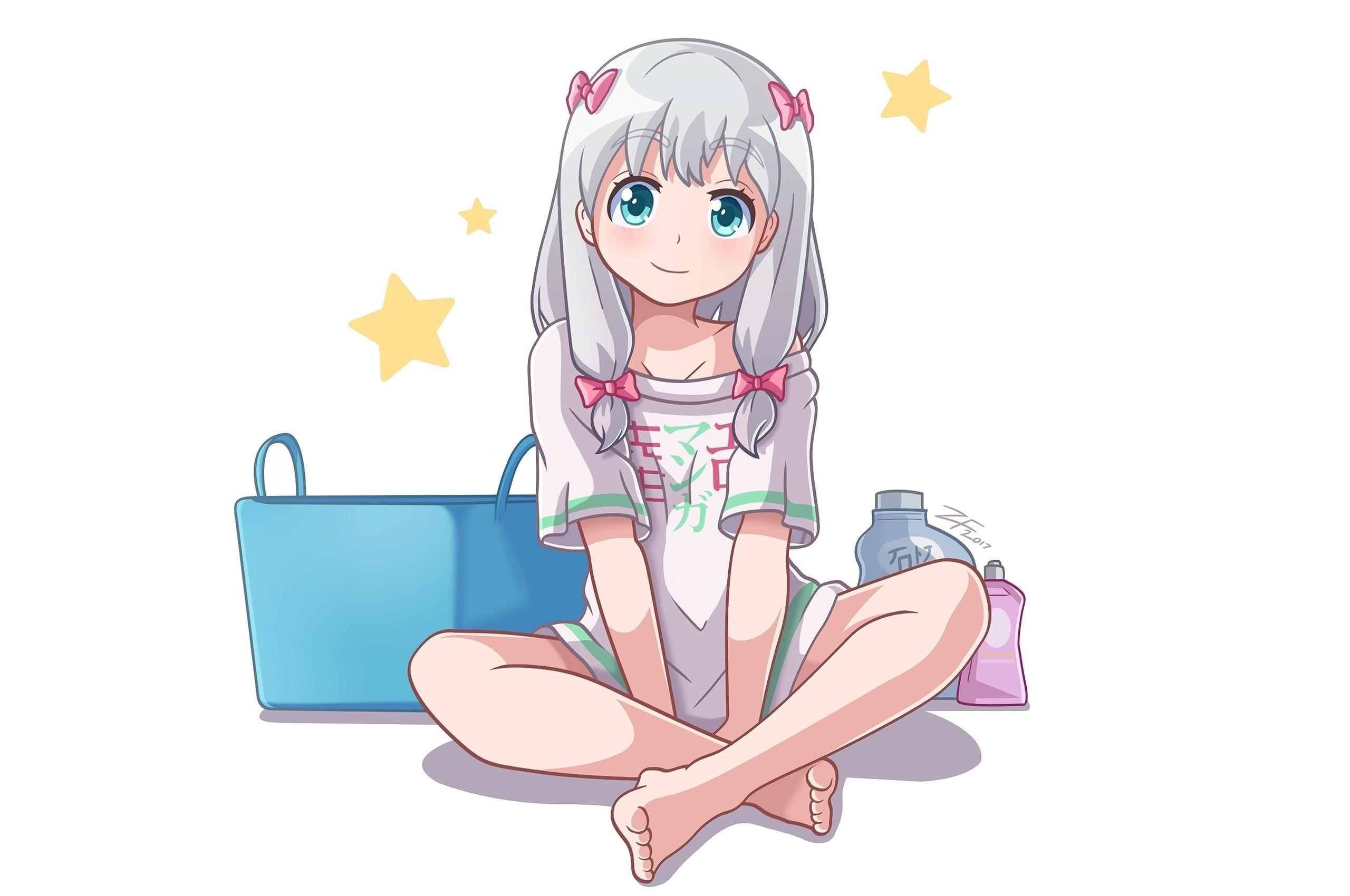Download 2560x1700 Izumi Sagiri, White Hair, Sit, Cute