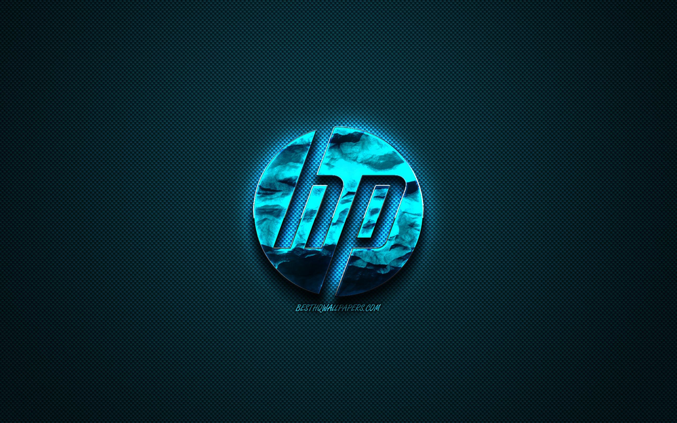 Download Wallpaper HP Blue Logo, Hewlett Packard, Creative