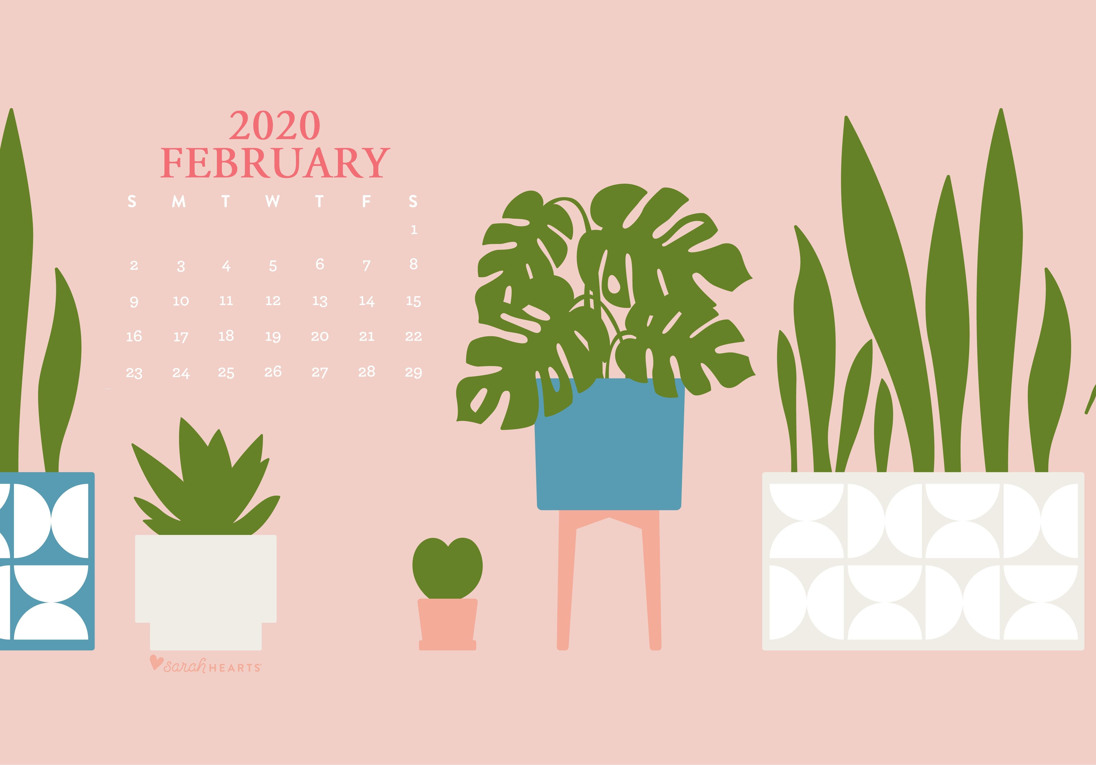 February 2020 Desktop Wallpaper Calendar