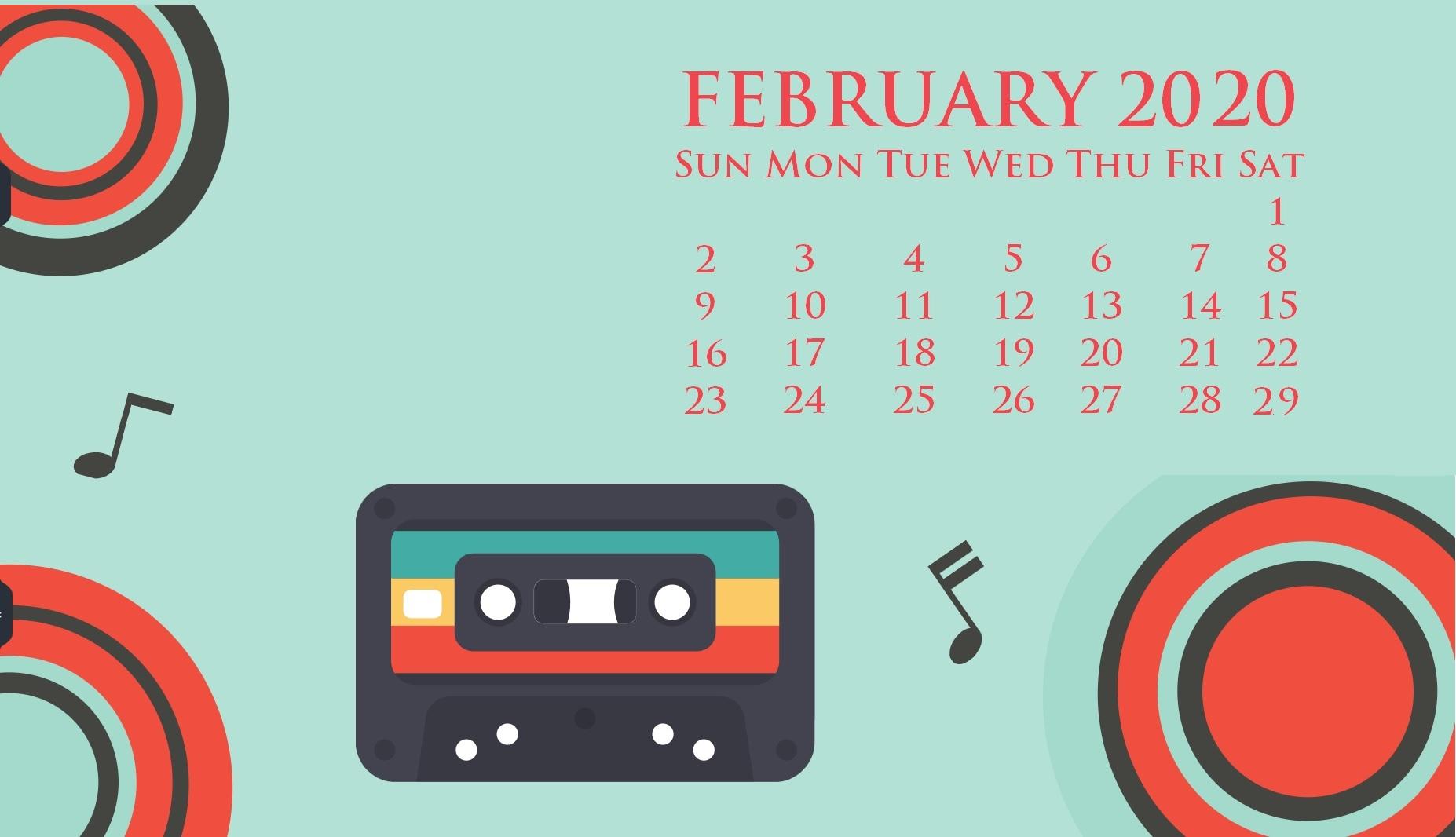 February 2020 Desktop Wallpaper Calendar
