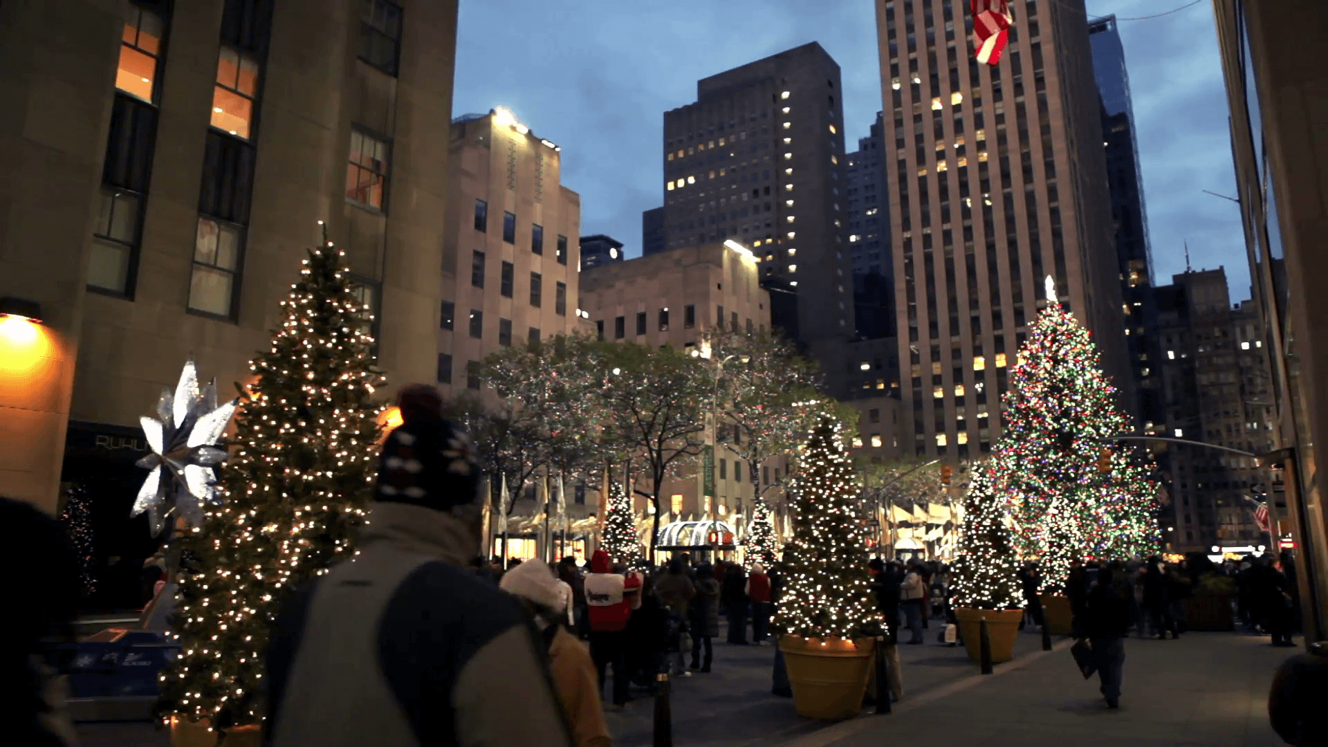 Christmas Tree And Lights In New York City 4 Stock