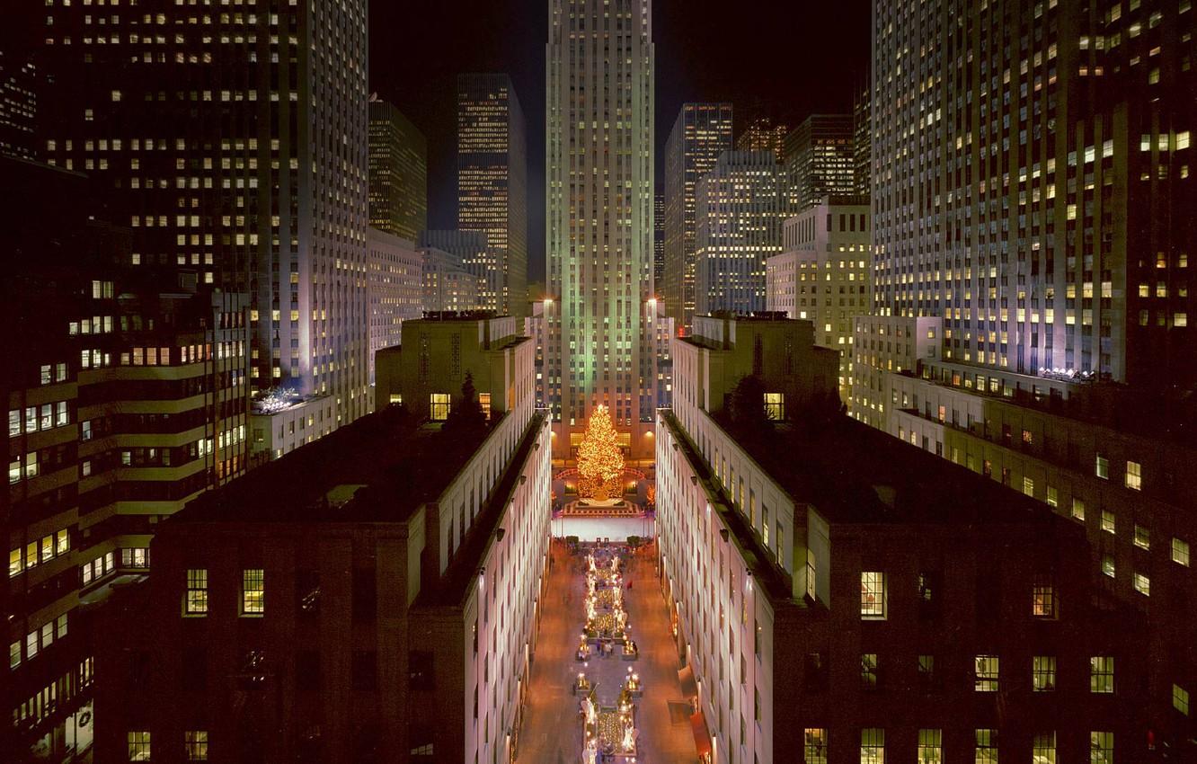Wallpaper New York, Christmas, USA, Rockefeller center