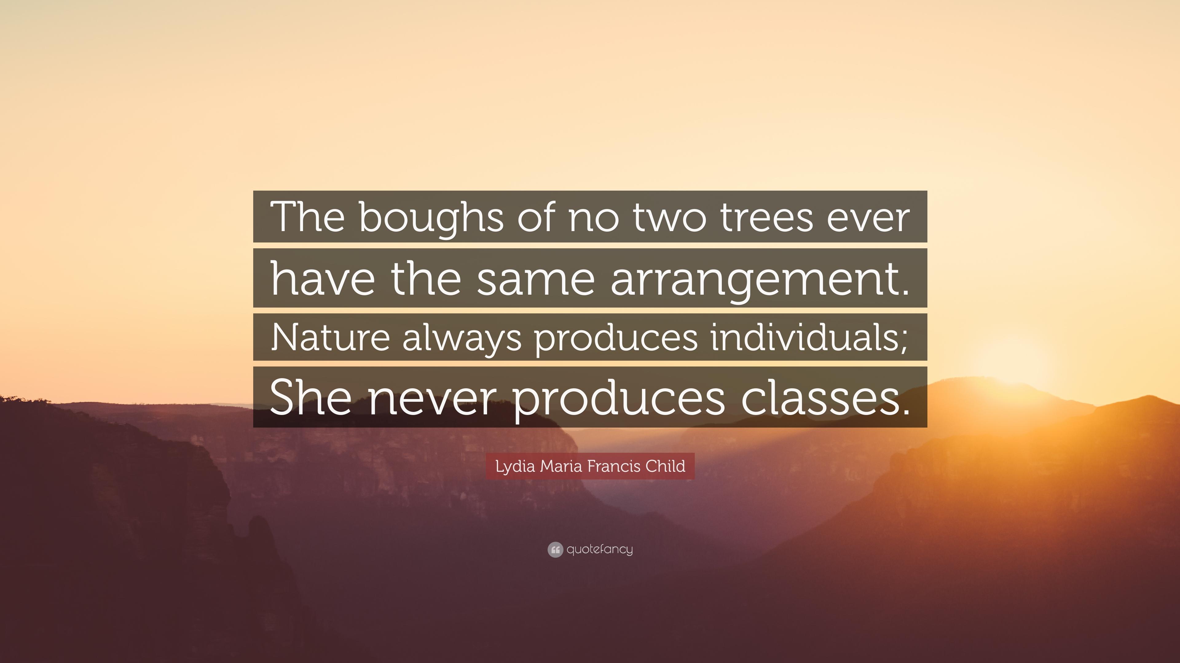 Lydia Maria Francis Child Quote: “The boughs of no two trees
