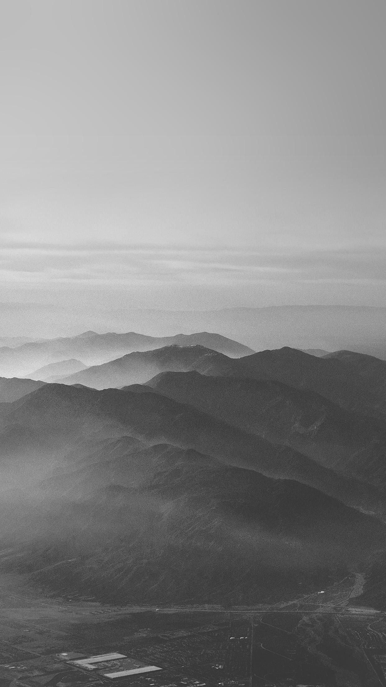 Mountain Fog Nature Dark Bw Gray Sky View Android Wallpaper