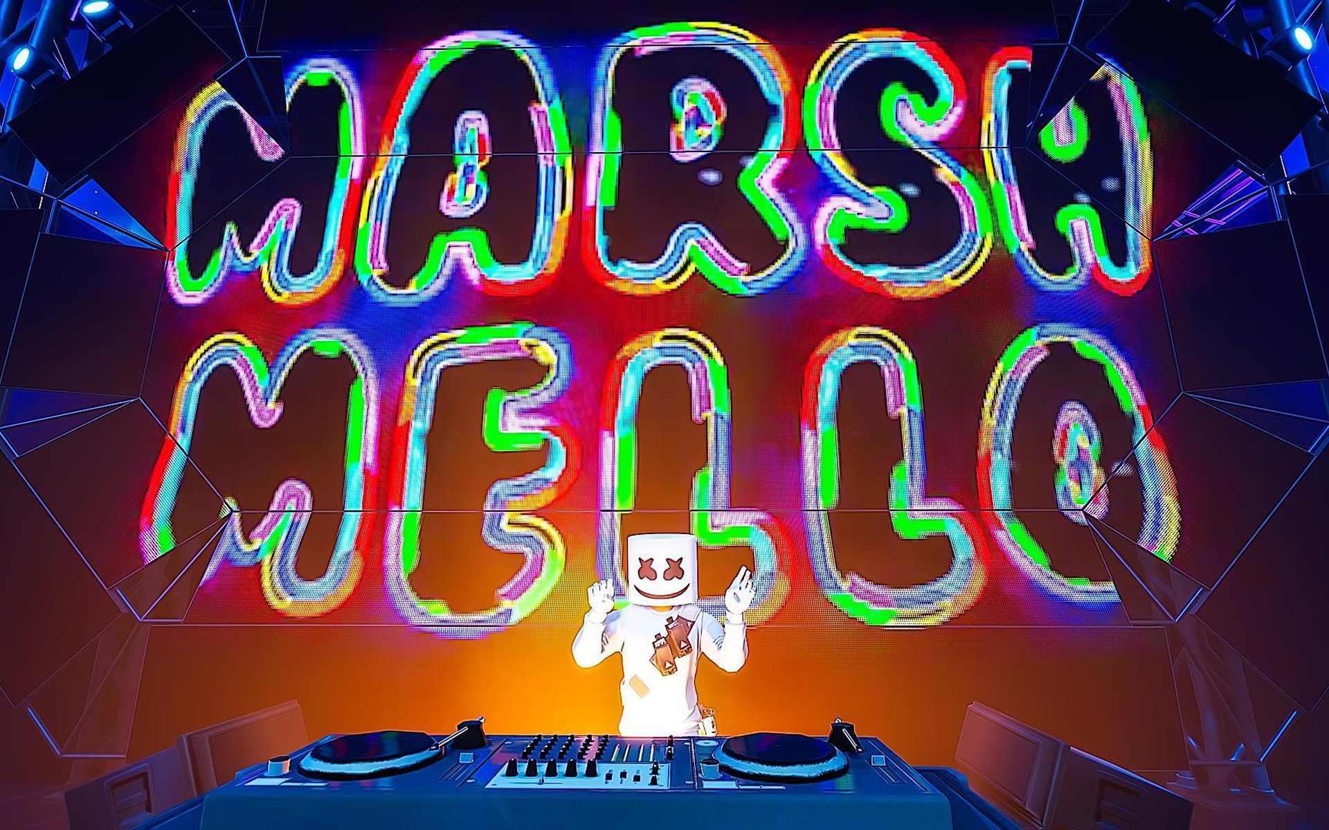 Download wallpaper Marshmello on stage, artwork, Fortnite