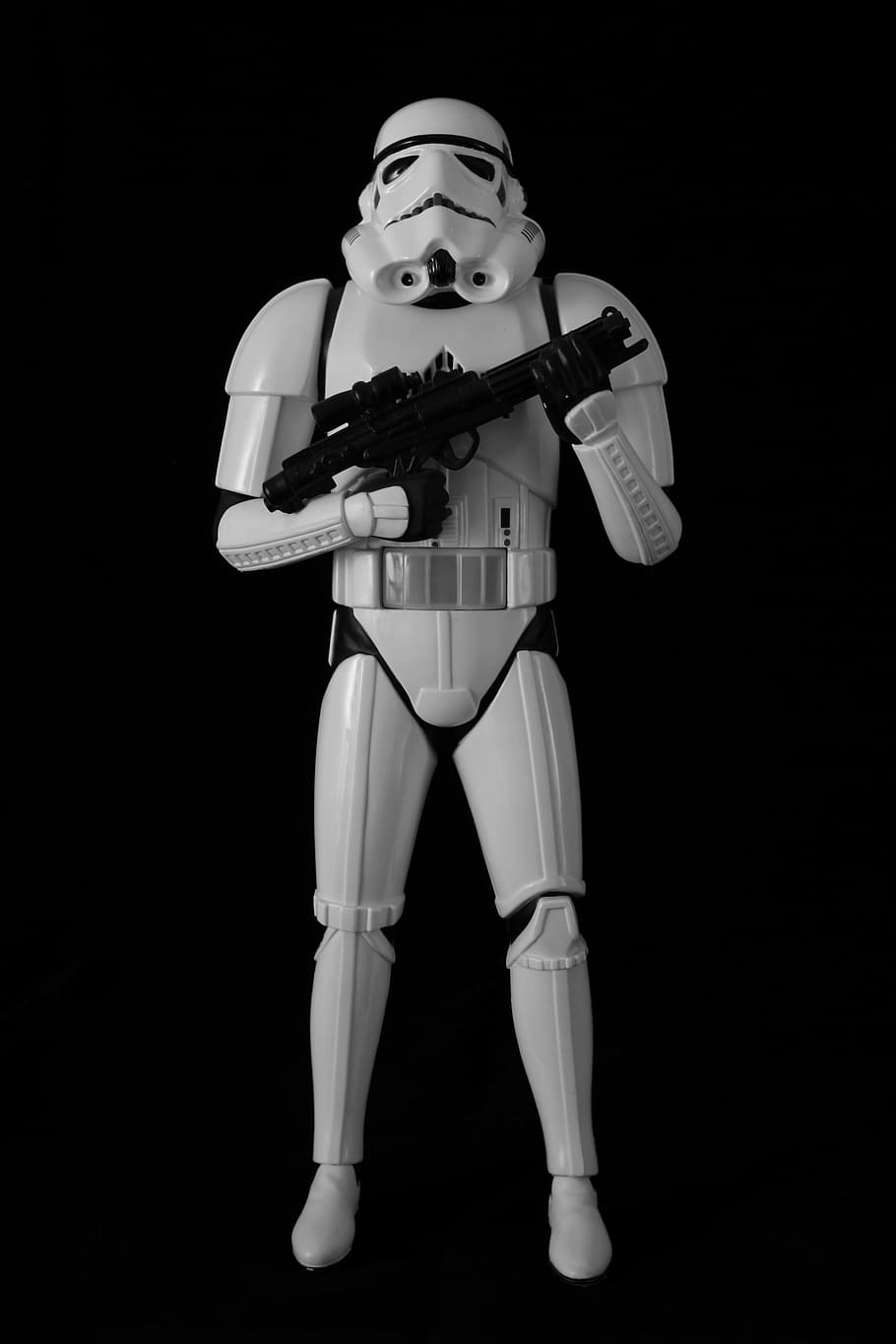 HD wallpaper: Star Wars Stormtrooper action figurine against black background