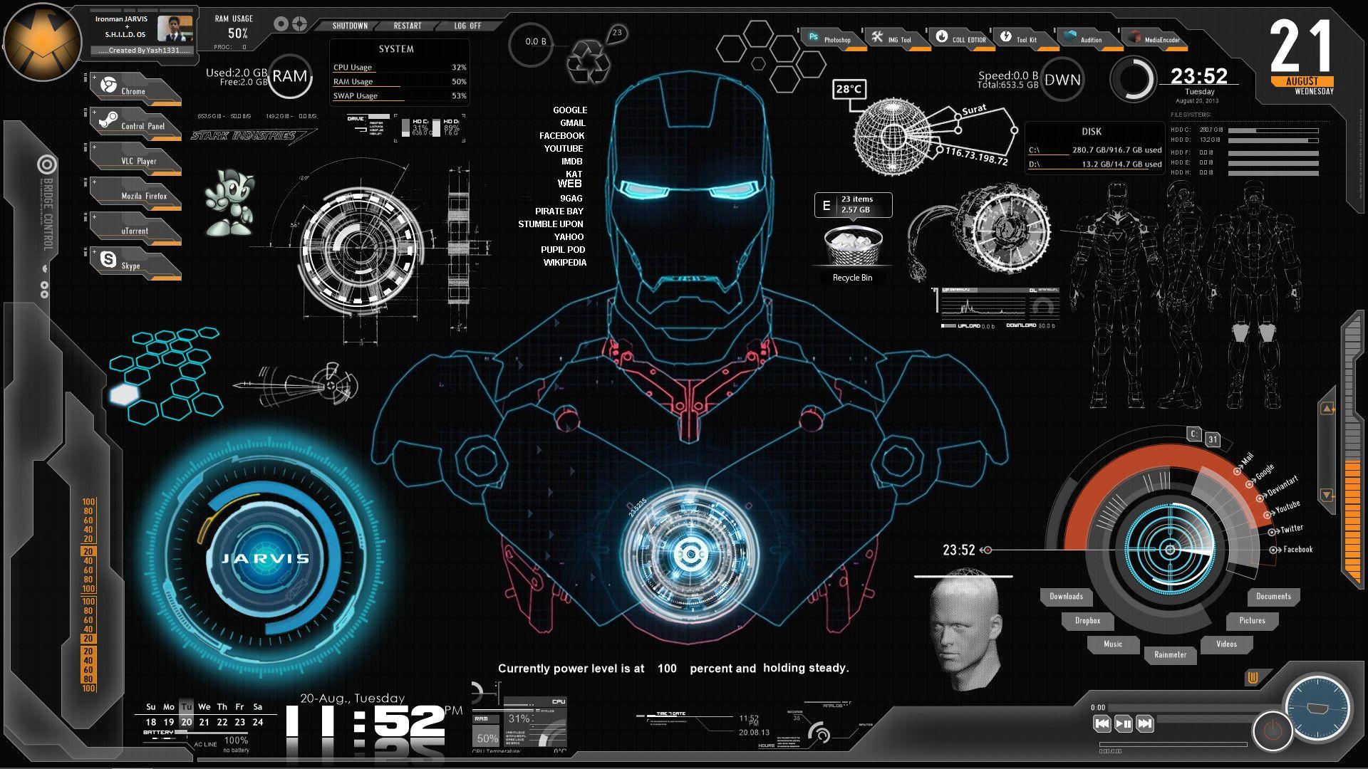 Iron Man Jarvis Wallpaper Ironman jarvis shield. Iron