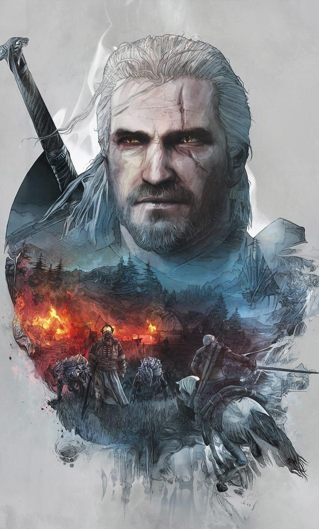 The Witcher 3 Geralt of Rivia Artwork iPhone HD