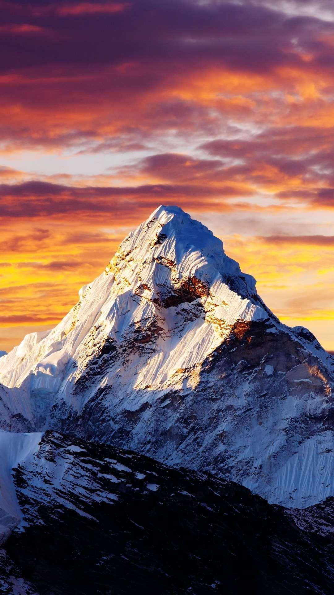 Alps Snow Mountain Sunset Clouds iPhone Wallpaper. Landscape wallpaper, Mountain paintings, Nature wallpaper