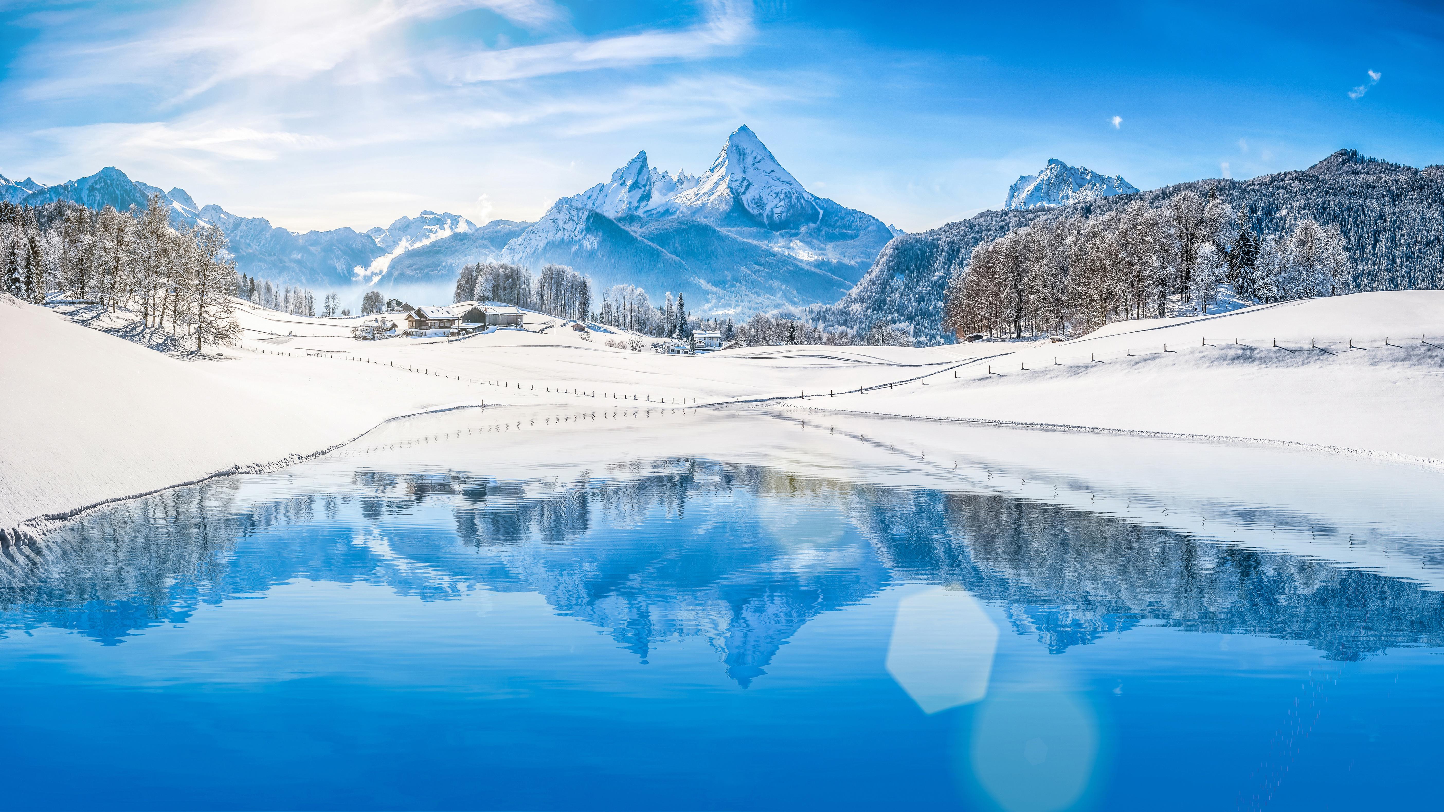 Wallpaper Alps mountains, Winter, HD, 5K, Nature