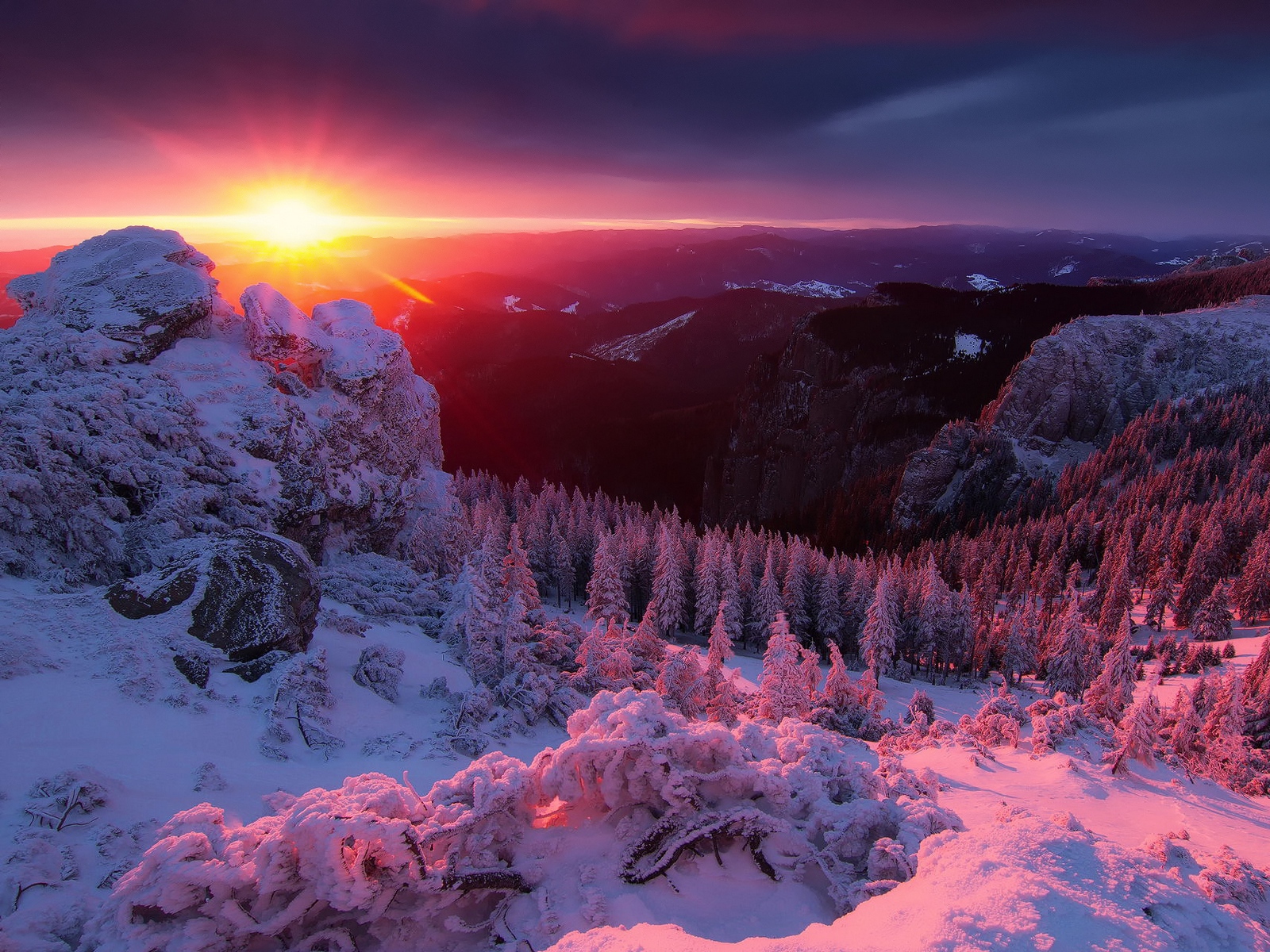 Wallpaper Alps, Mountains, Winter, Sunset Definition Winter