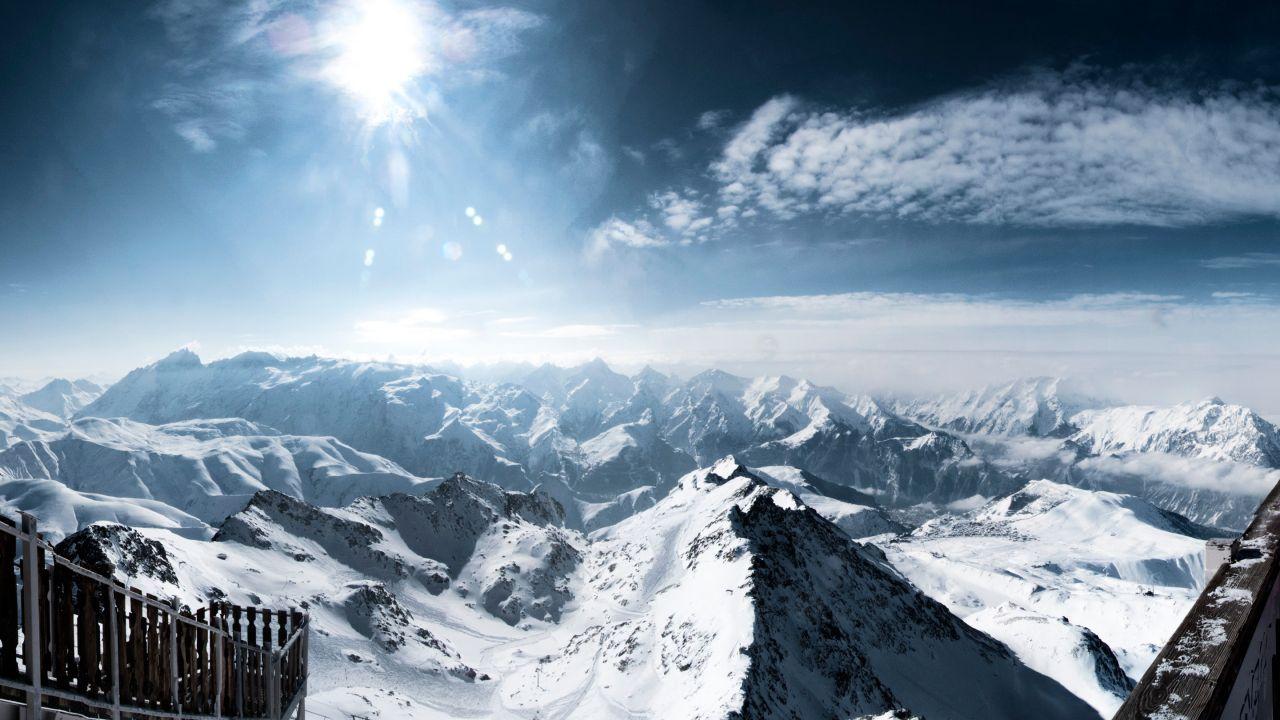 Wallpaper Mountains, French Alps, Winter, Snow, Sun light