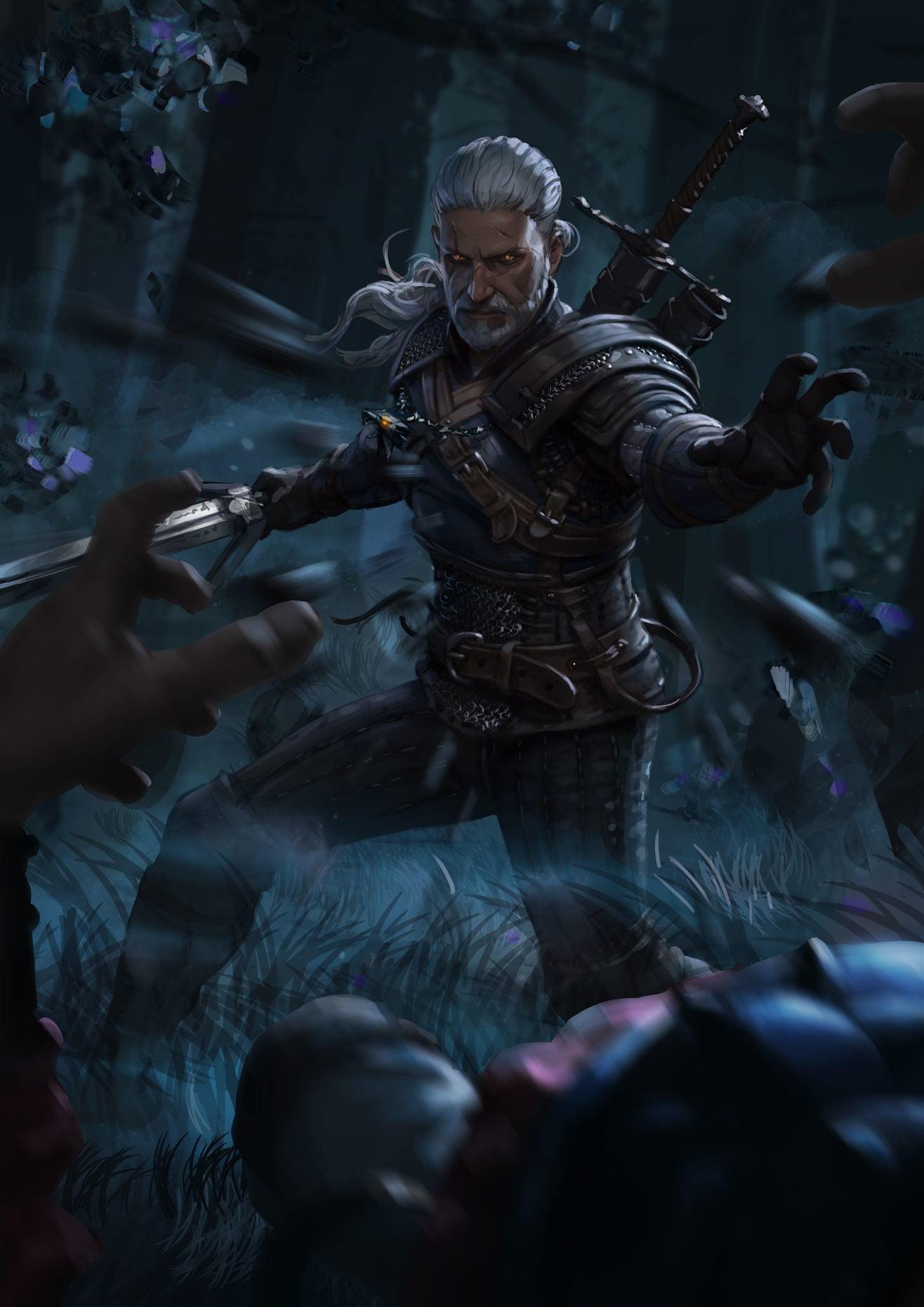Witcher 3 digital wallpaper, magic, The Witcher, Geralt of Rivia