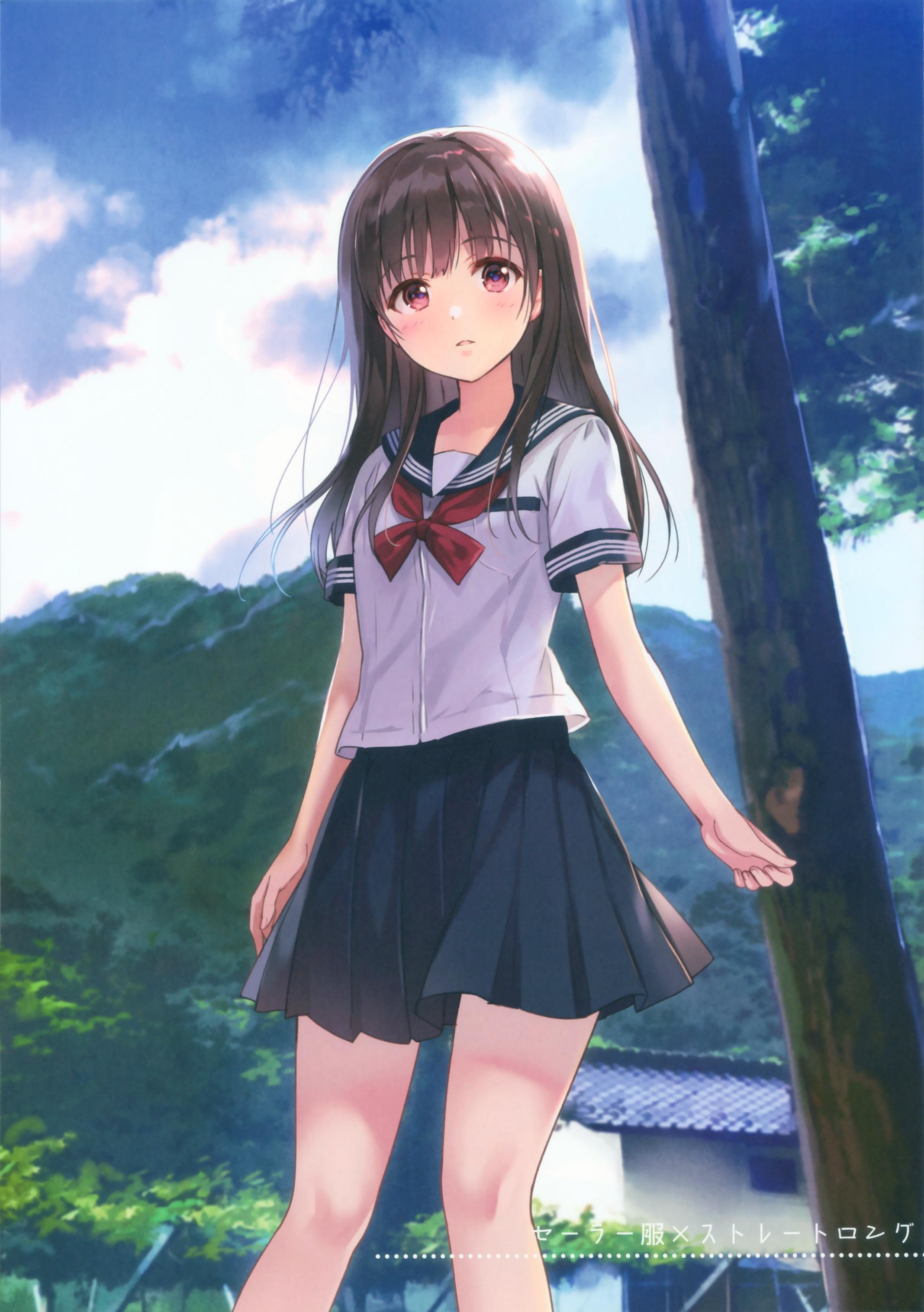 Download 2135x3029 Anime Girl, Brown Hair, School Uniform