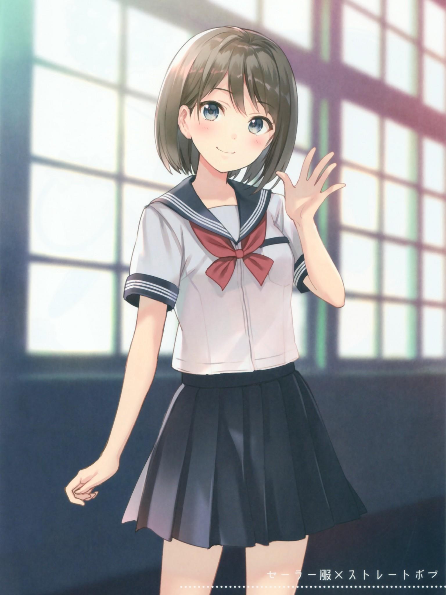 Download 1536x2048 Anime Girl, School Uniform, Smiling