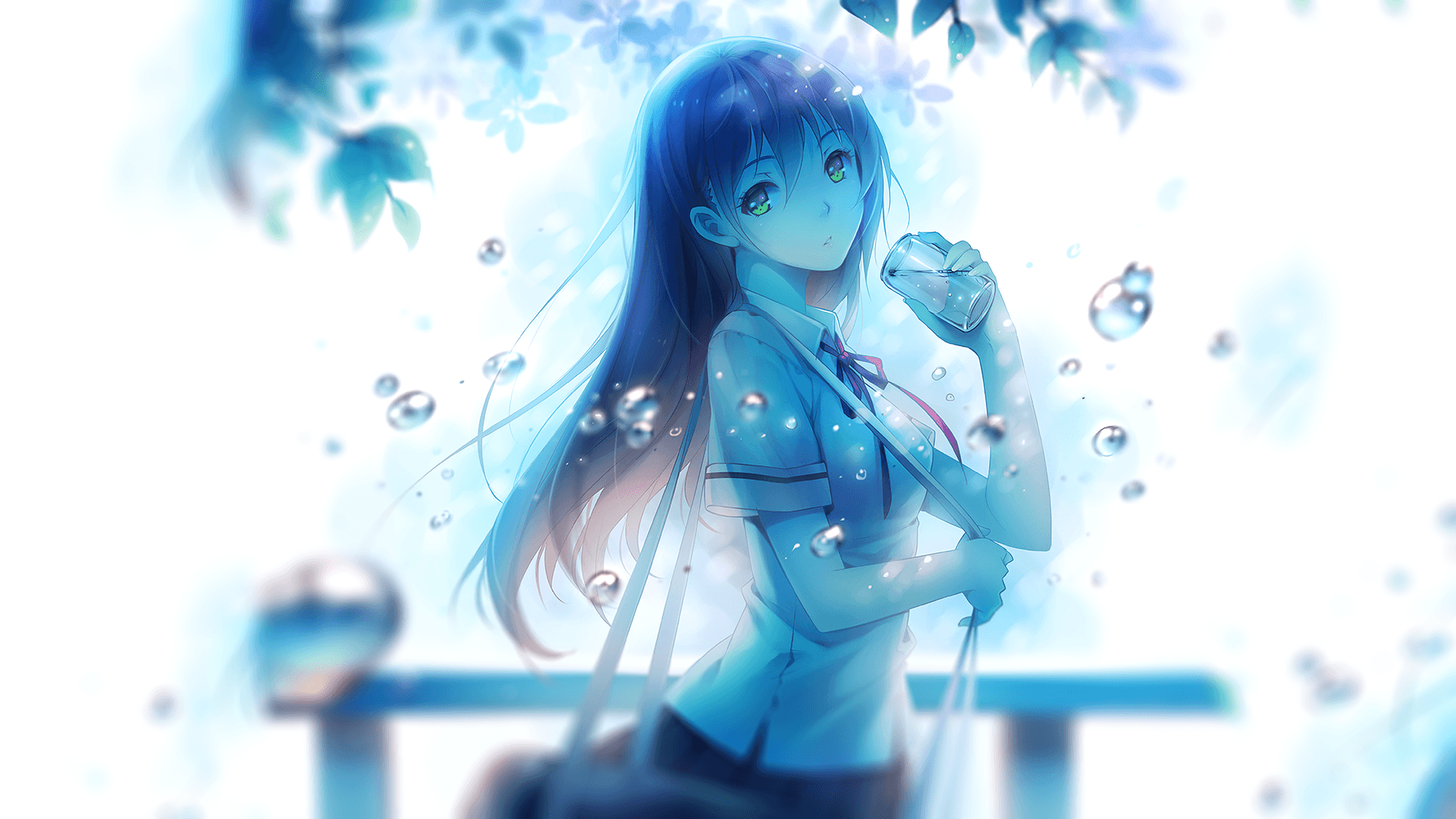 Anime Wallpaper 1777x1000 anime girls school uniform water