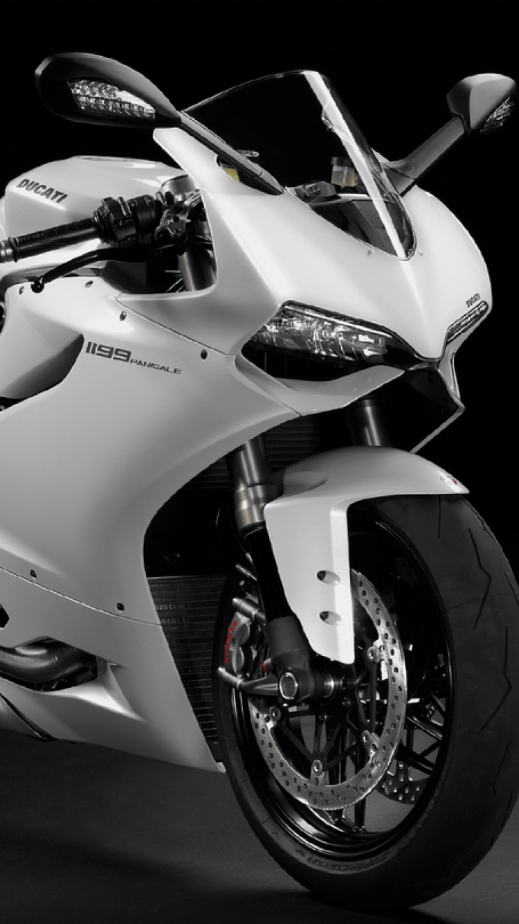 Download 750x1334 Ducati 1199 Panigale, White, Motorcycle
