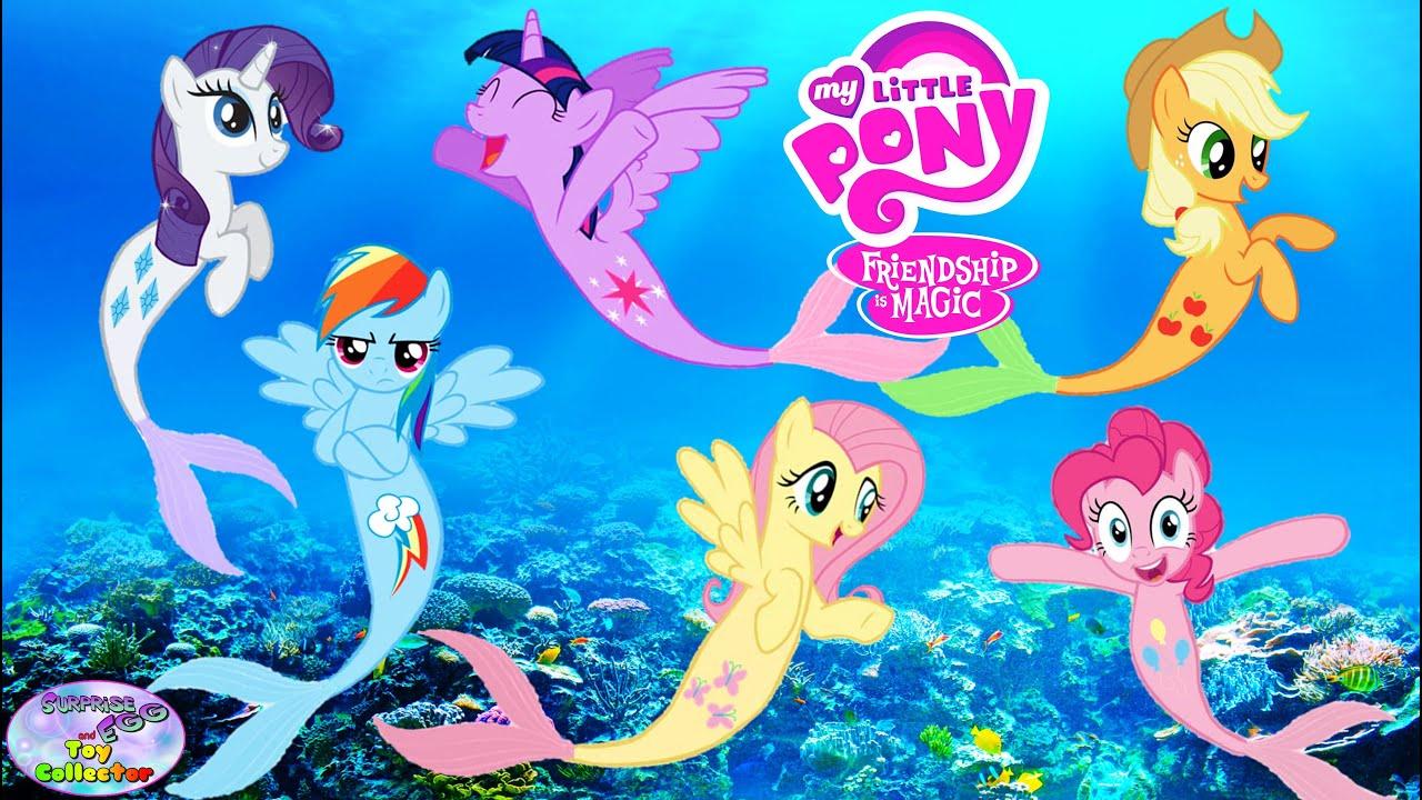 My Little Pony Transforms Into Mermaids Mane 6 Coloring Book Surprise Egg and Toy Collector SETC