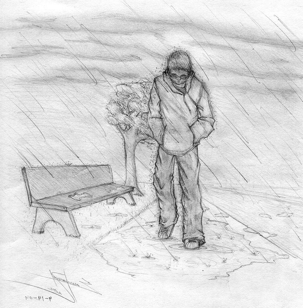 Wallpaper Sketch Pic Sad Drawing Alone Boy Wallpaper
