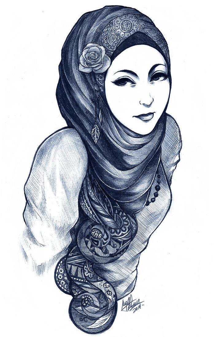 hijab girl easy muslim girl pencil drawing 