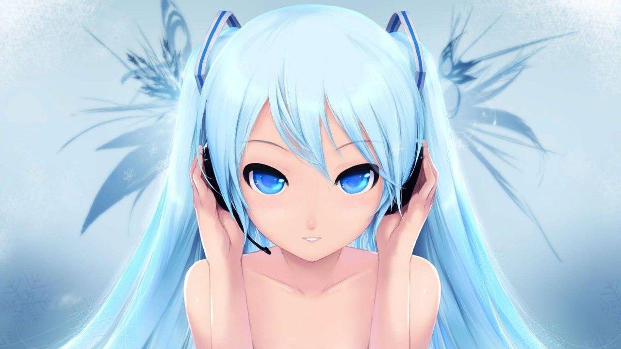 anime art blue hair
