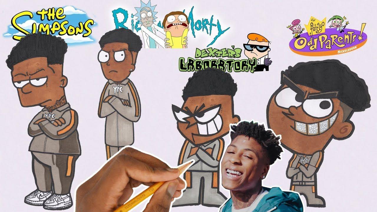 DRAW NBA YOUNGBOY IN 4 DIFFERENT STYLES !!. Drawings, Style
