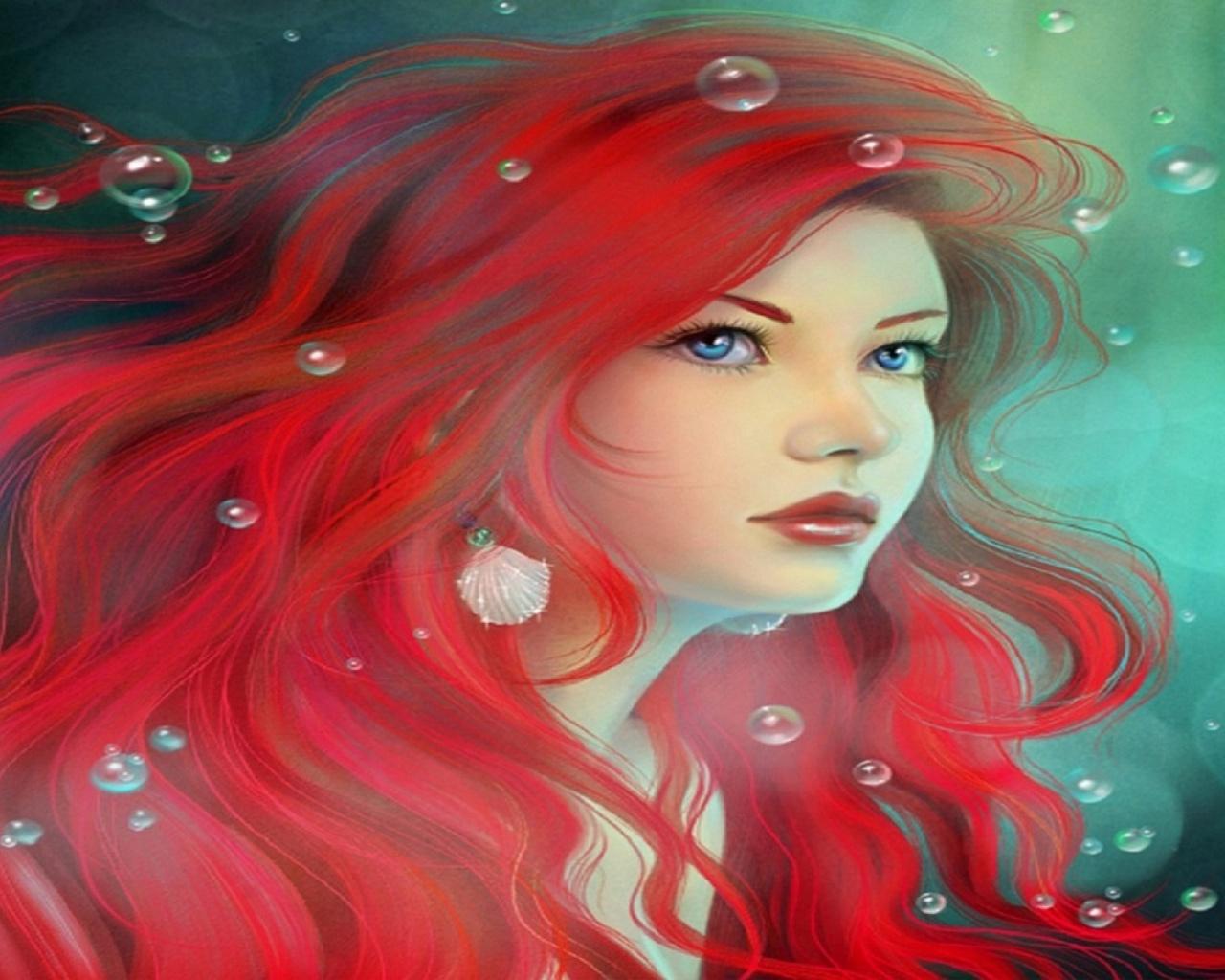 Pretty Red Head Mermaid wallpaper. Pretty Red Head Mermaid