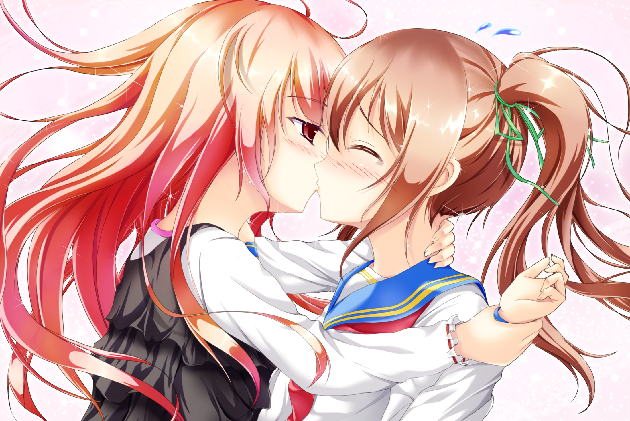 original, Girls, Blush, Brown, Hair, Hiro, Kiss, Original