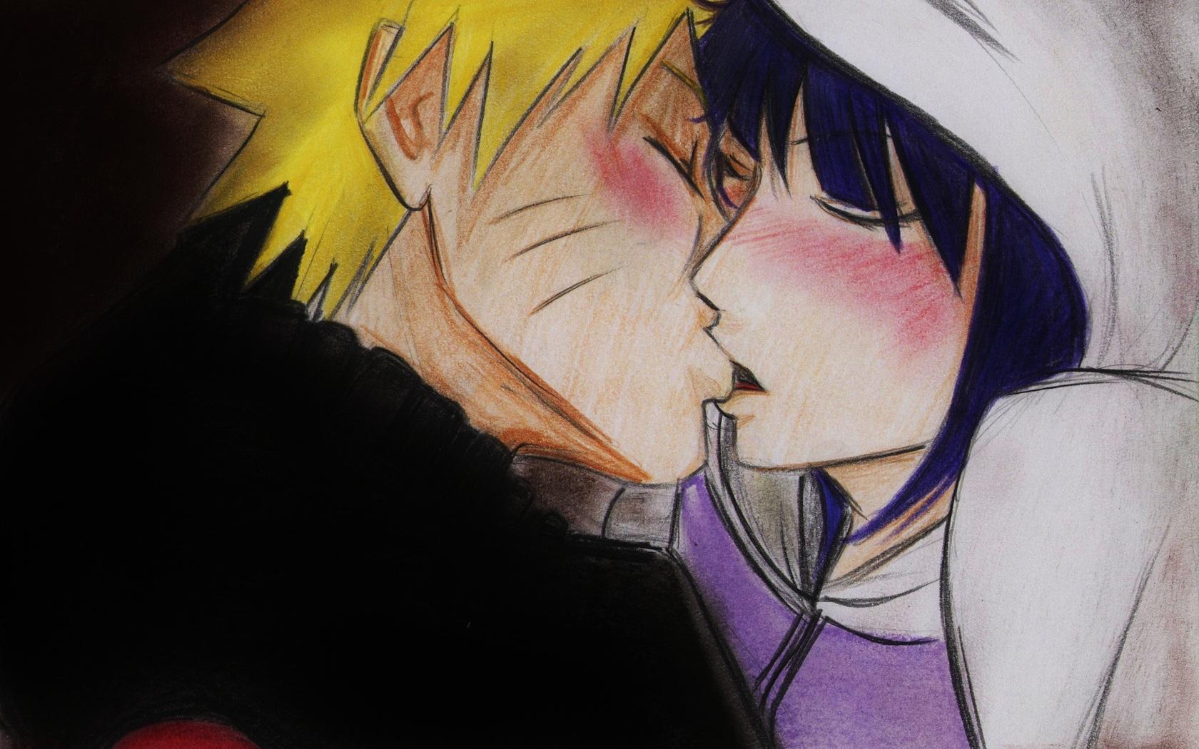 Anime Girl Kissing Boy Wallpaper