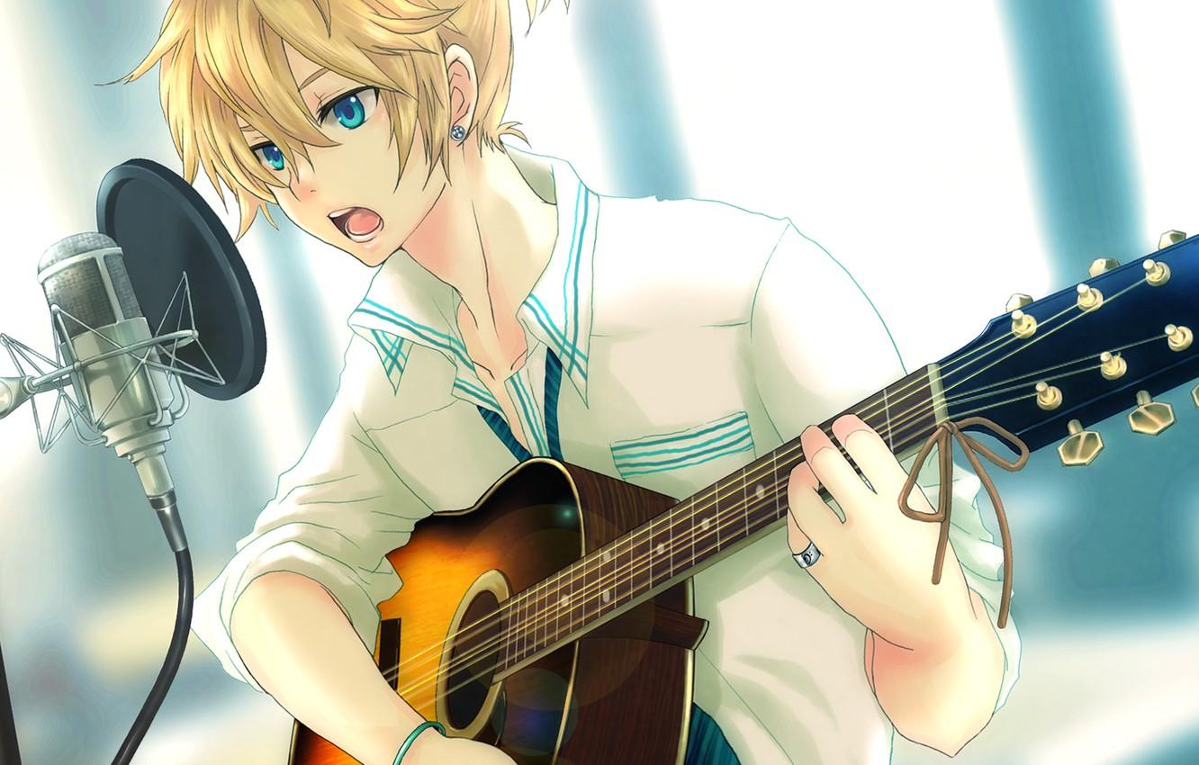 Wallpaper guitar, boy, vocaloid, Vocaloid, Kagamine Len image