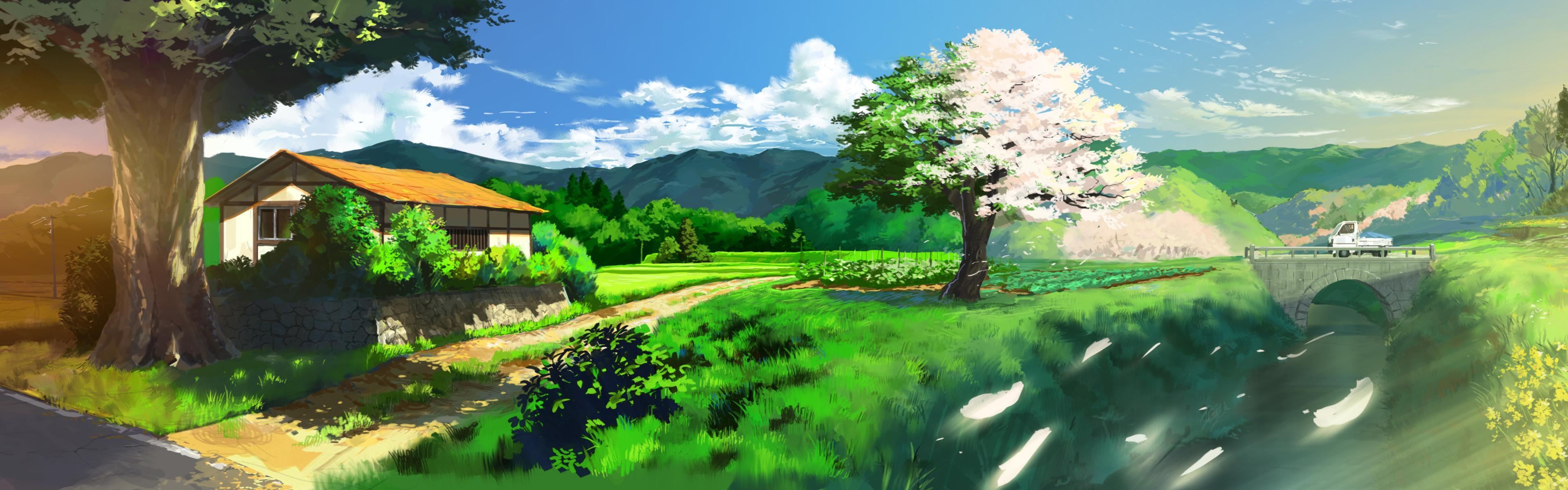 Anime Landscape Dual Screen Wallpaperx1200