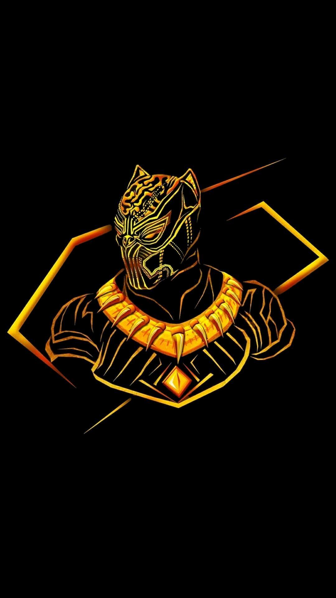 Desktop Wallpaper Black Panther, Mask, Minimal, Art